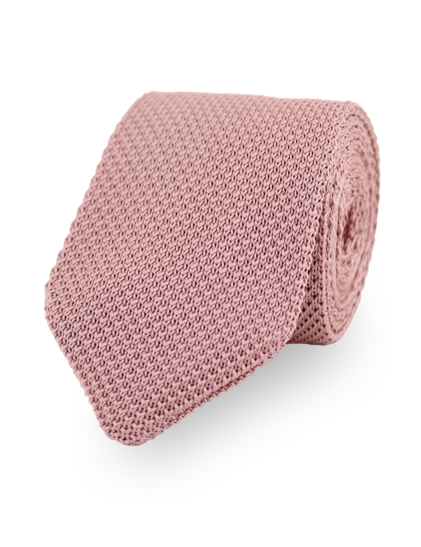 100% Polyester Square End Knitted Tie - Dusty Pink