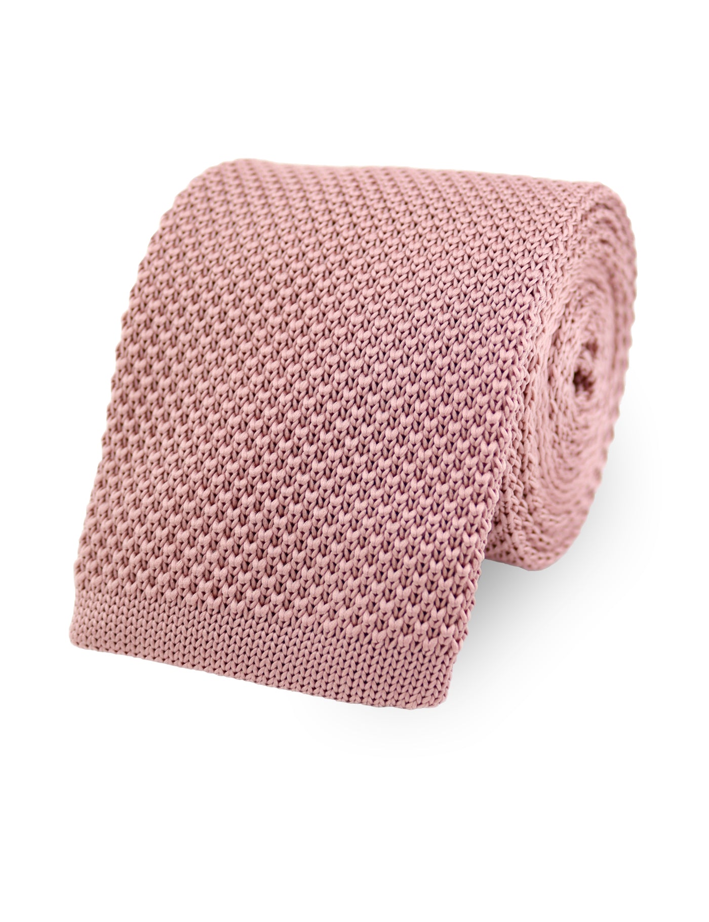 100% Polyester Square End Knitted Tie - Dusty Pink