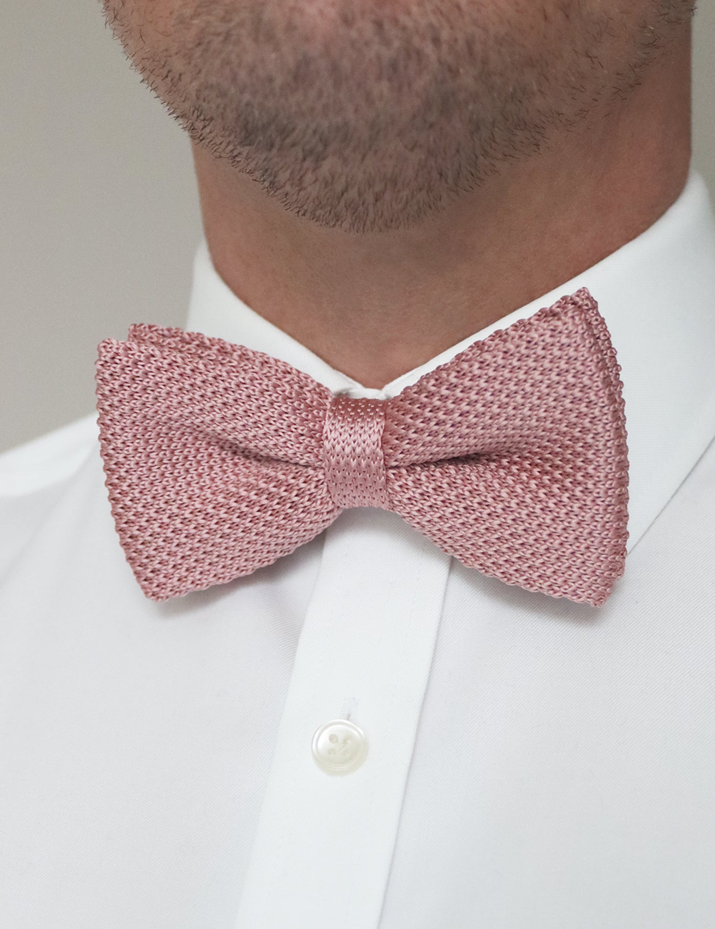 100% Polyester Knitted Bow Tie - Dusty Pink