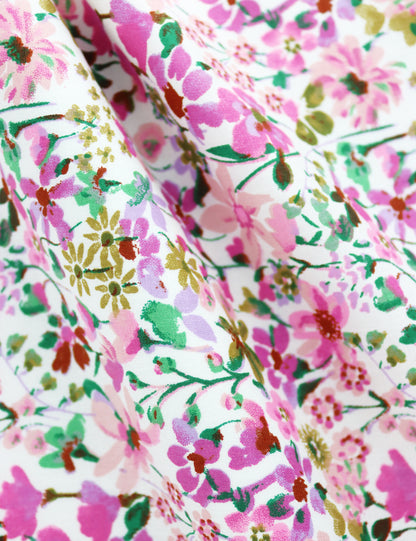 100% Cotton Floral Print Tie - Pink & White