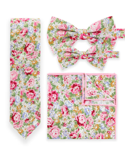 100% Cotton Floral Print Pocket Square - Pink