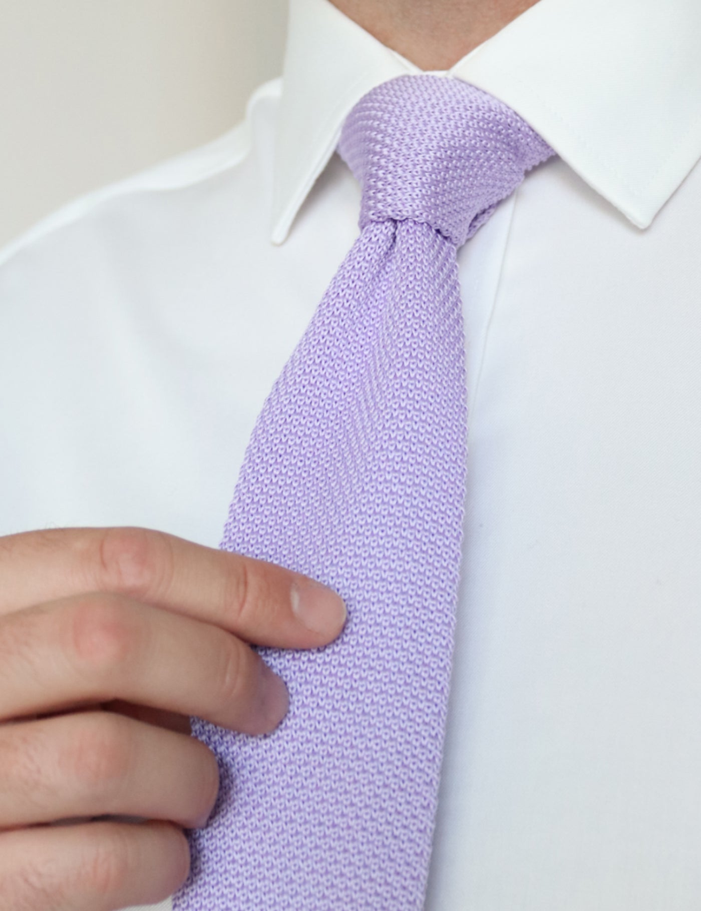 100% Polyester Diamond End Knitted Tie - Pastel Purple