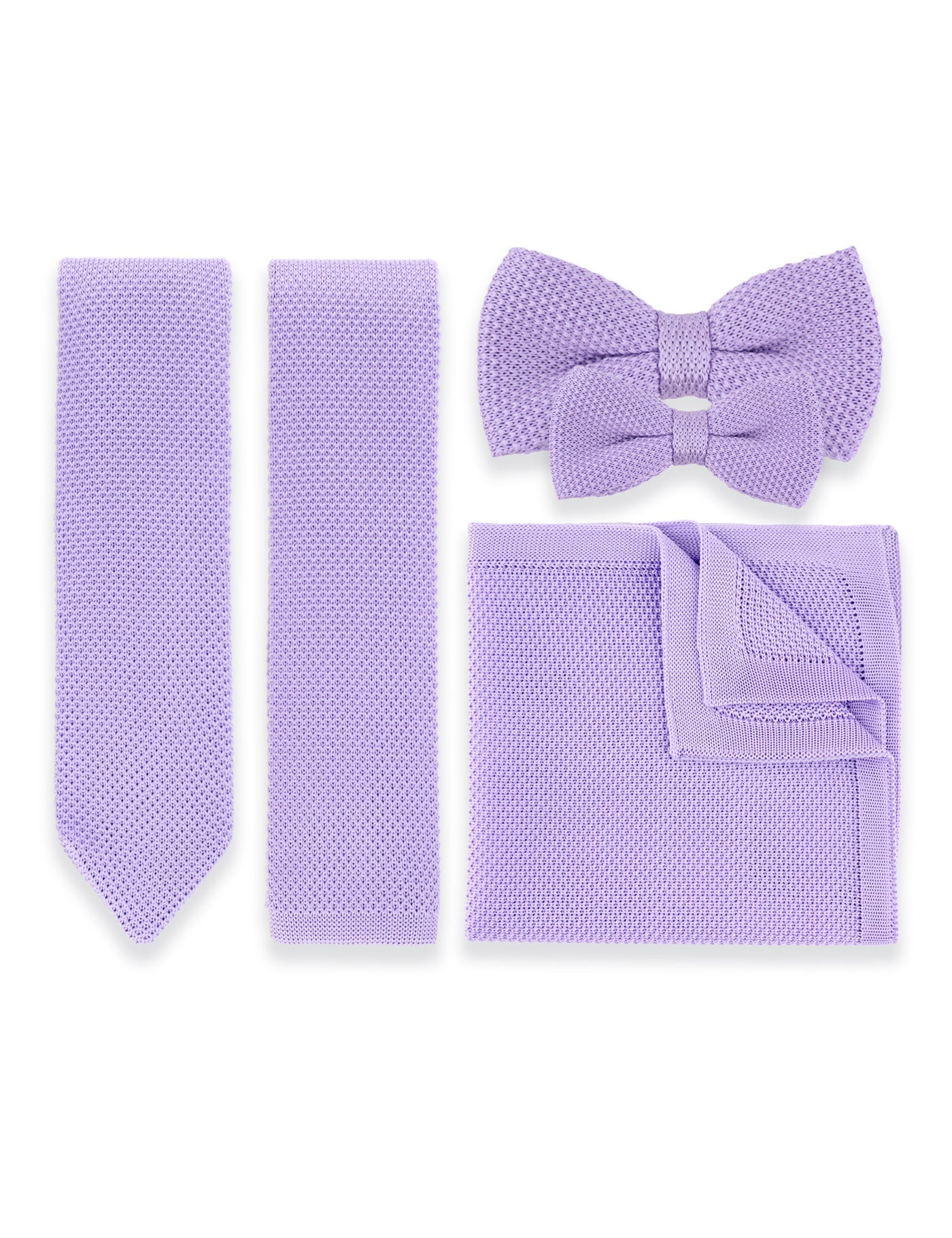 100% Polyester Knitted Pocket Square - Pastel Purple