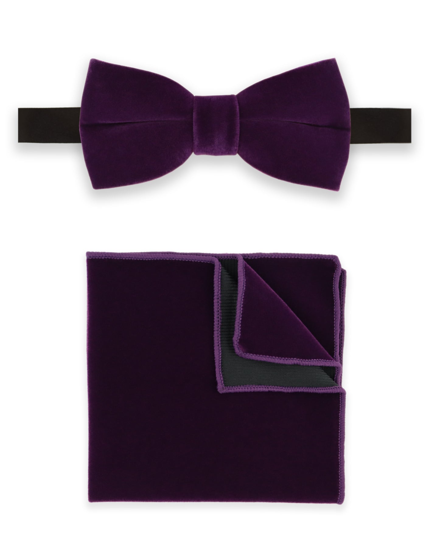 100% Velvet Bow Tie - Purple