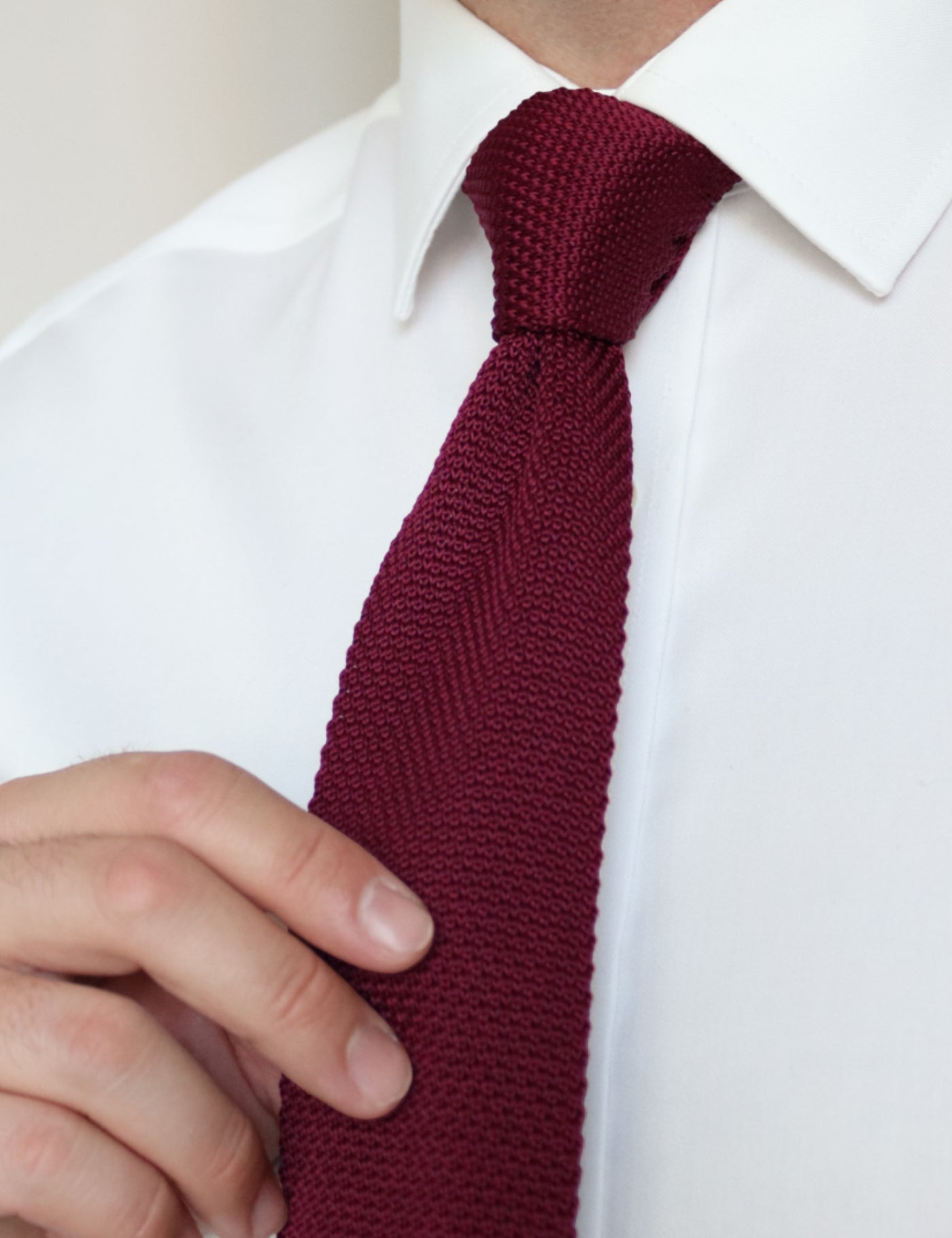 100% Polyester Diamond End Knitted Tie - Wine Red