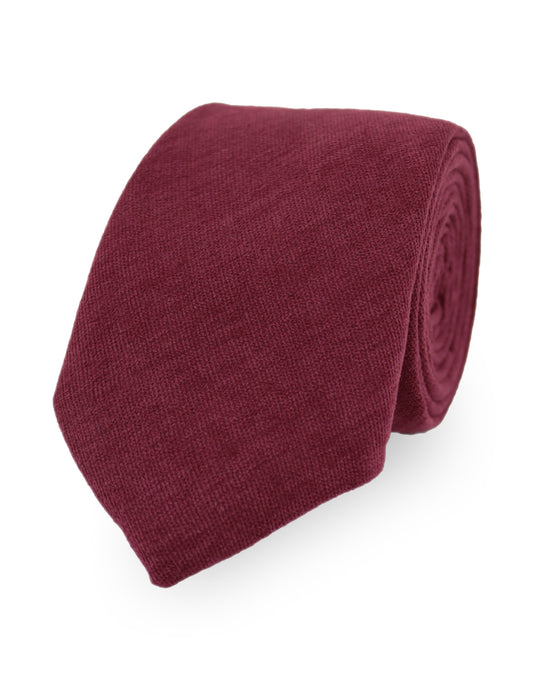 100% Brushed Cotton Suede Tie - Burgundy Red