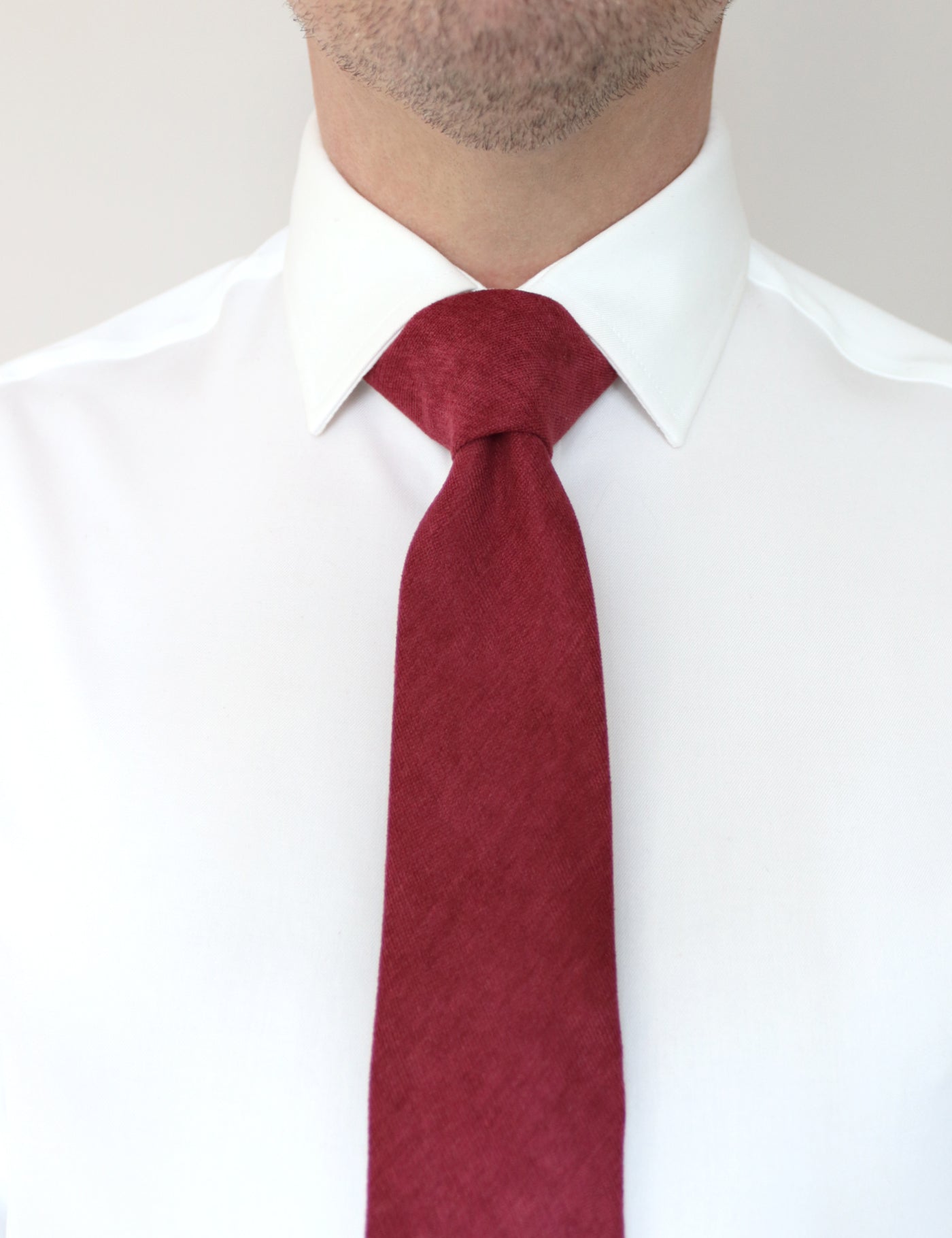 100% Brushed Cotton Tie - Burgundy Red