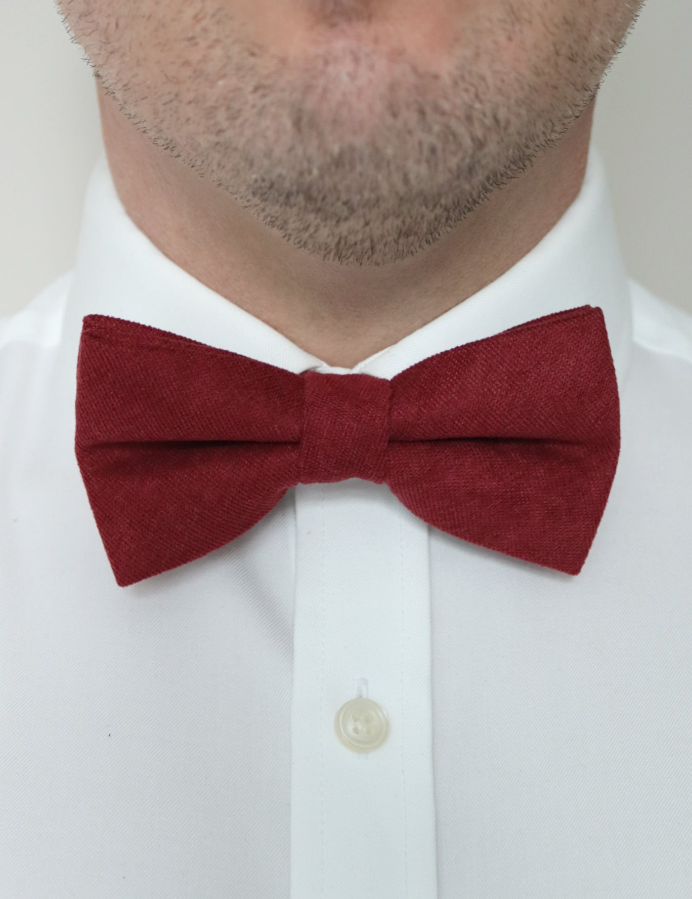 100% Brushed Cotton Bow Tie - Burgundy Red