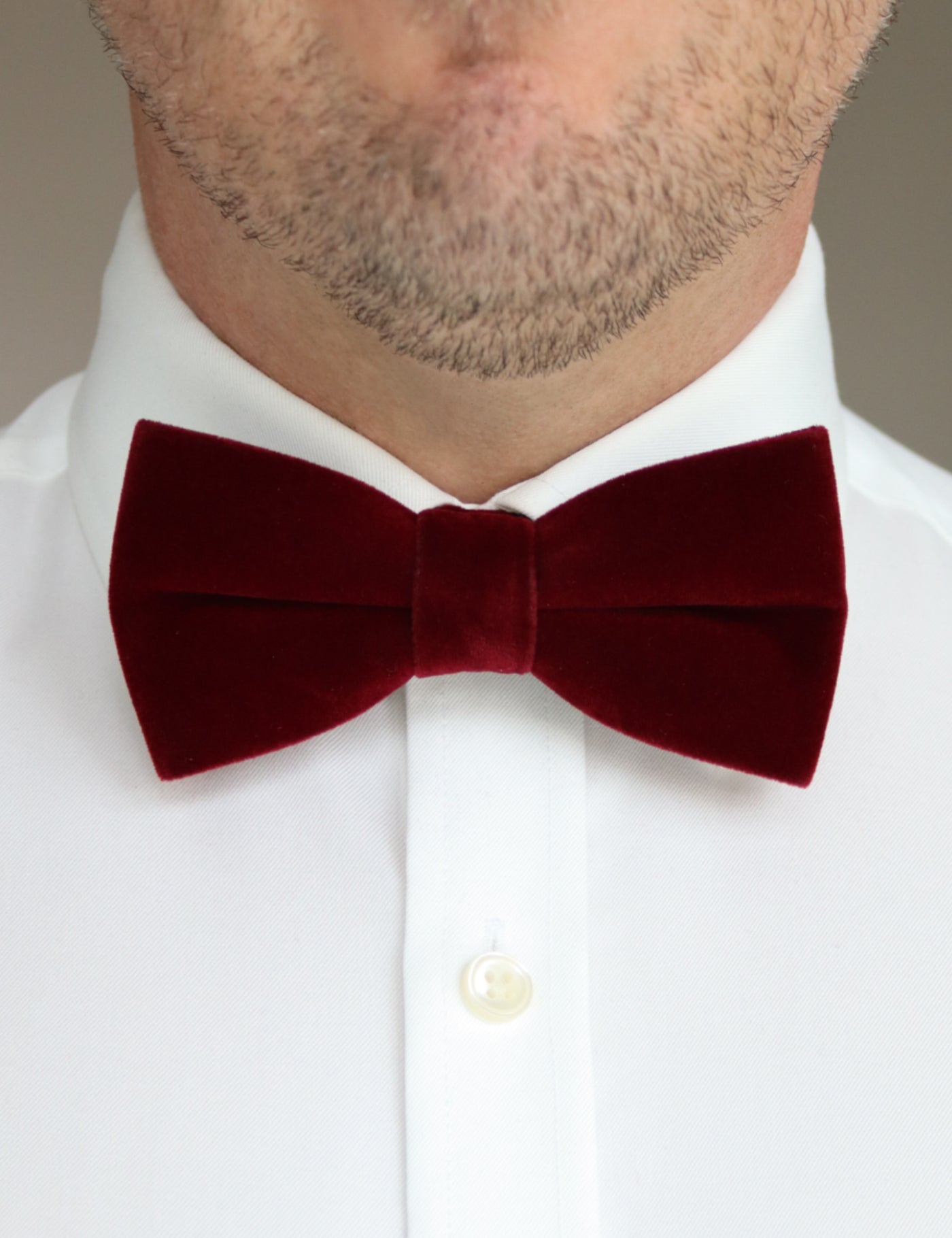 100% Velvet Bow Tie - Burgundy Red