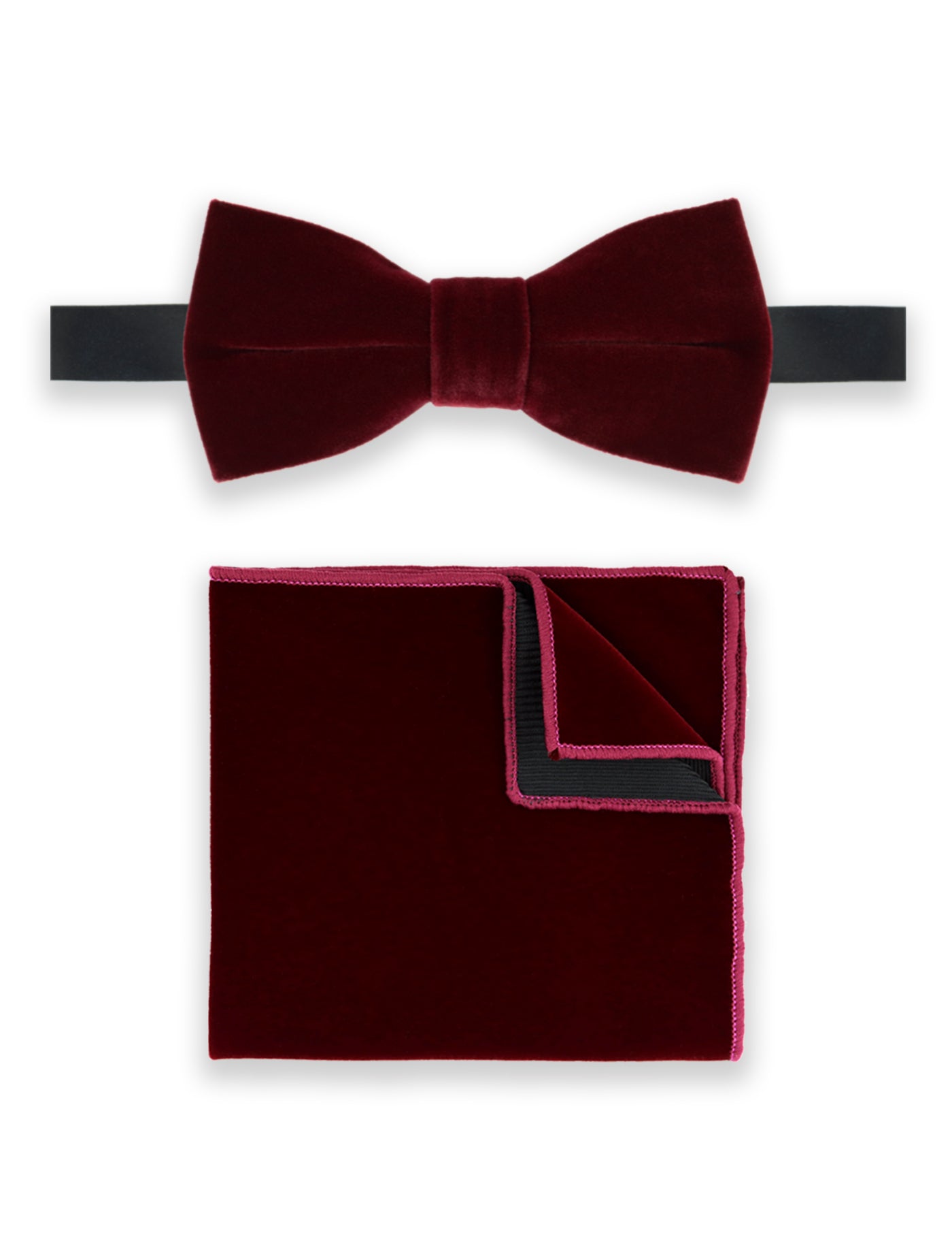 100% Velvet Bow Tie - Burgundy Red