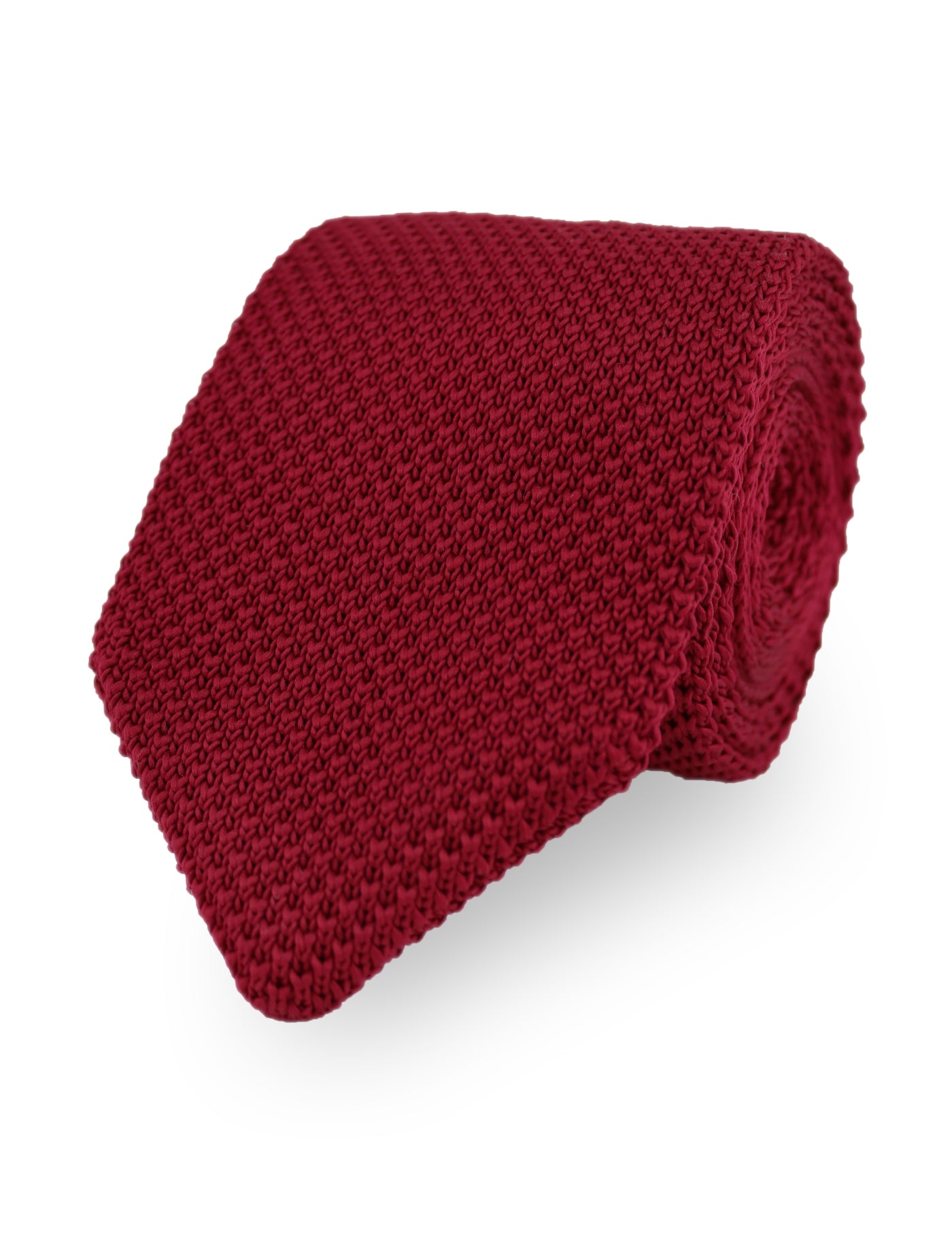 100% Polyester Knitted Pocket Square - Burgundy Red