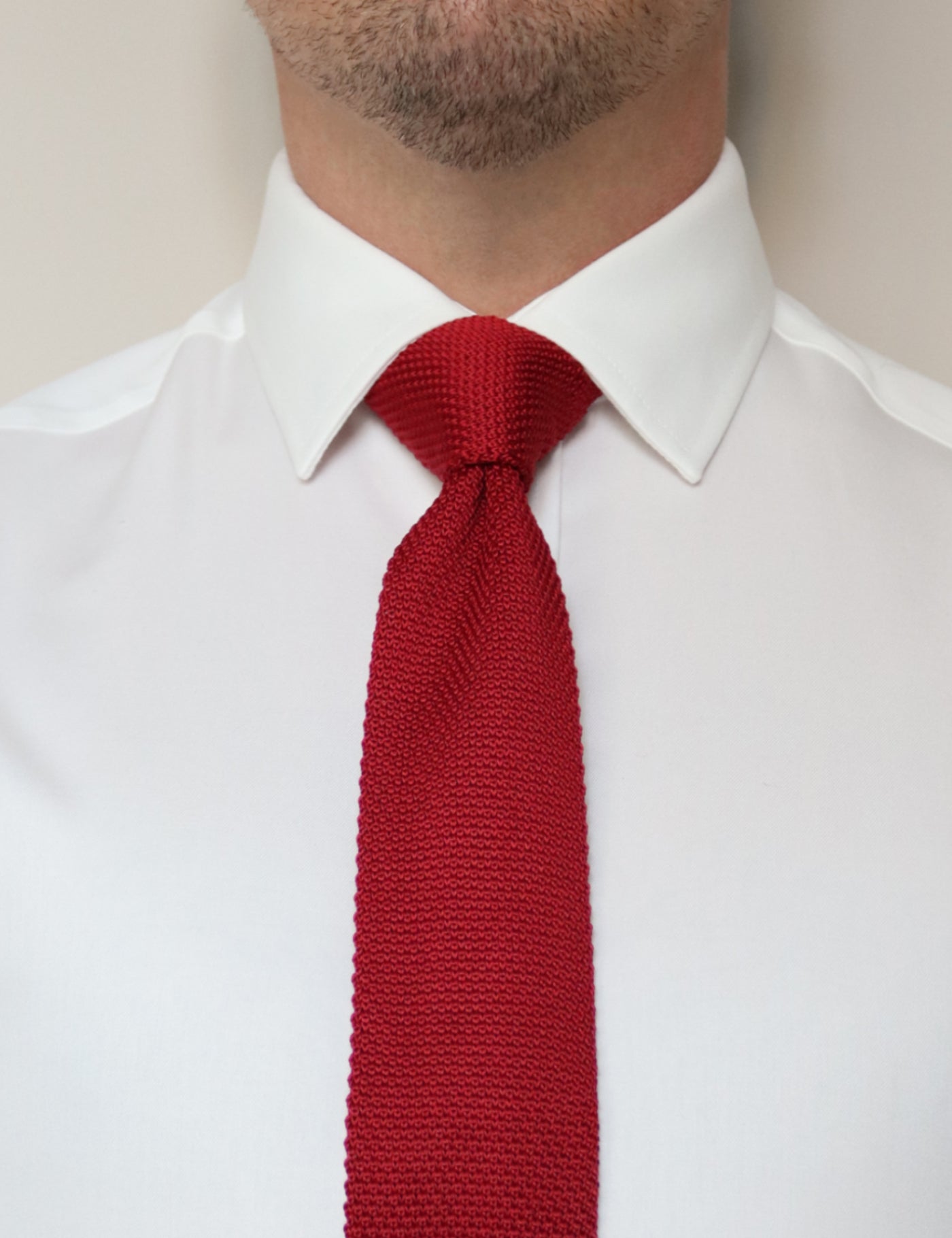 100% Polyester Diamond End Knitted Tie - Red