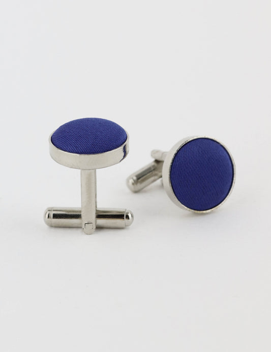 Woven Fabric Faced Cufflinks - Royal Blue