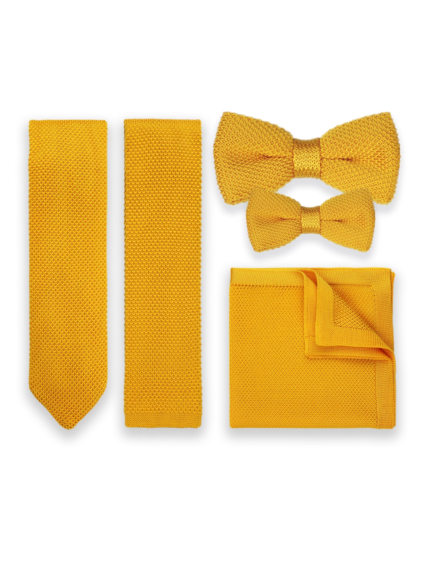 100% Polyester Knitted Bow Tie - Mustard Yellow