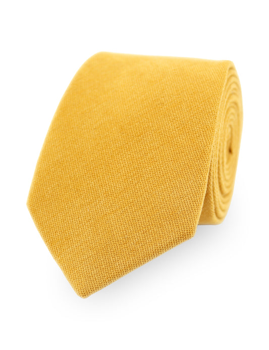 100% Brushed Cotton Tie - Mustard Yellow