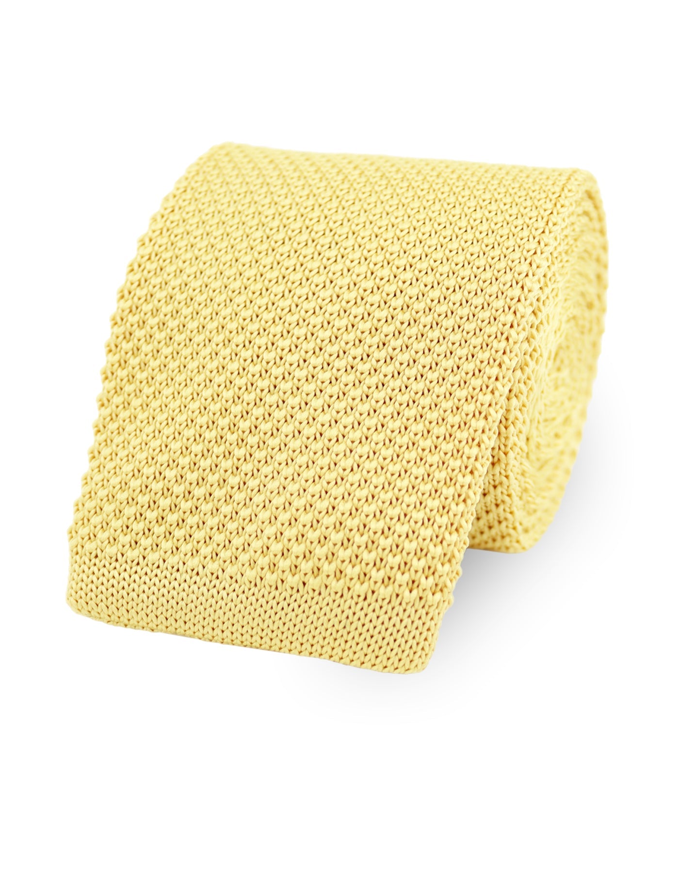 100% Polyester Knitted Pocket Square - Pastel Yellow