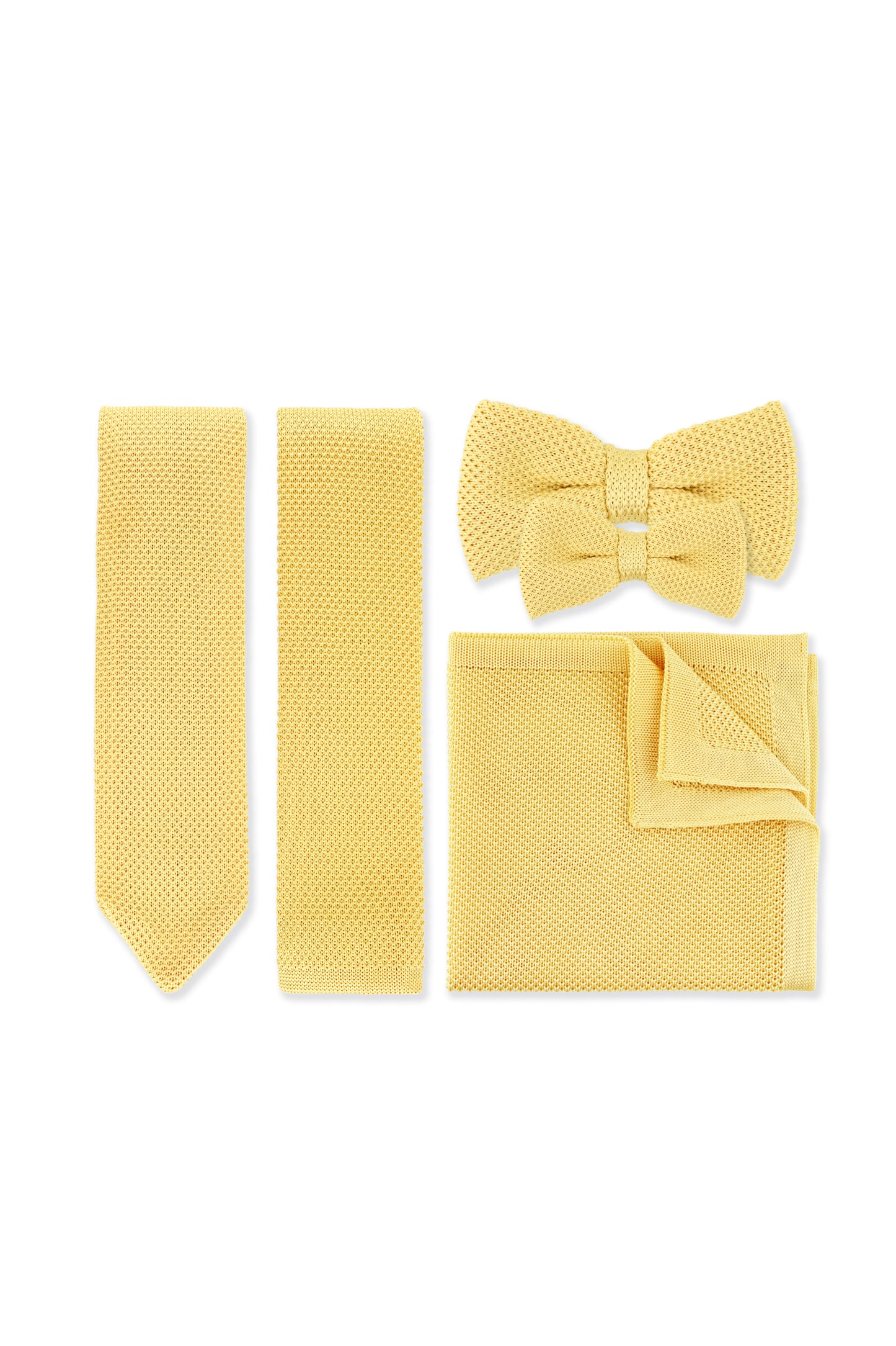 100% Polyester Knitted Bow Tie - Pastel Yellow