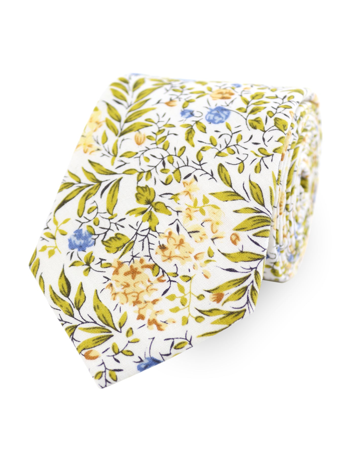 100% Cotton Floral Print Tie - Yellow