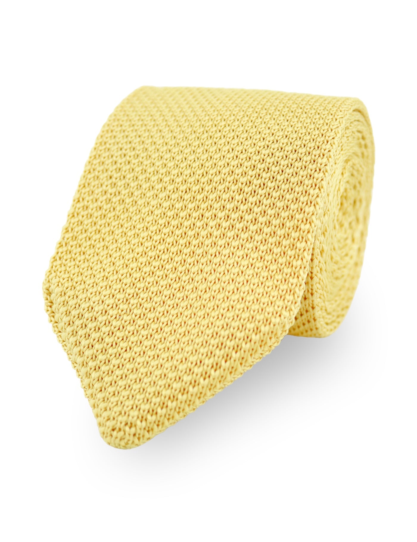 100% Polyester Square End Knitted Tie - Pastel Yellow