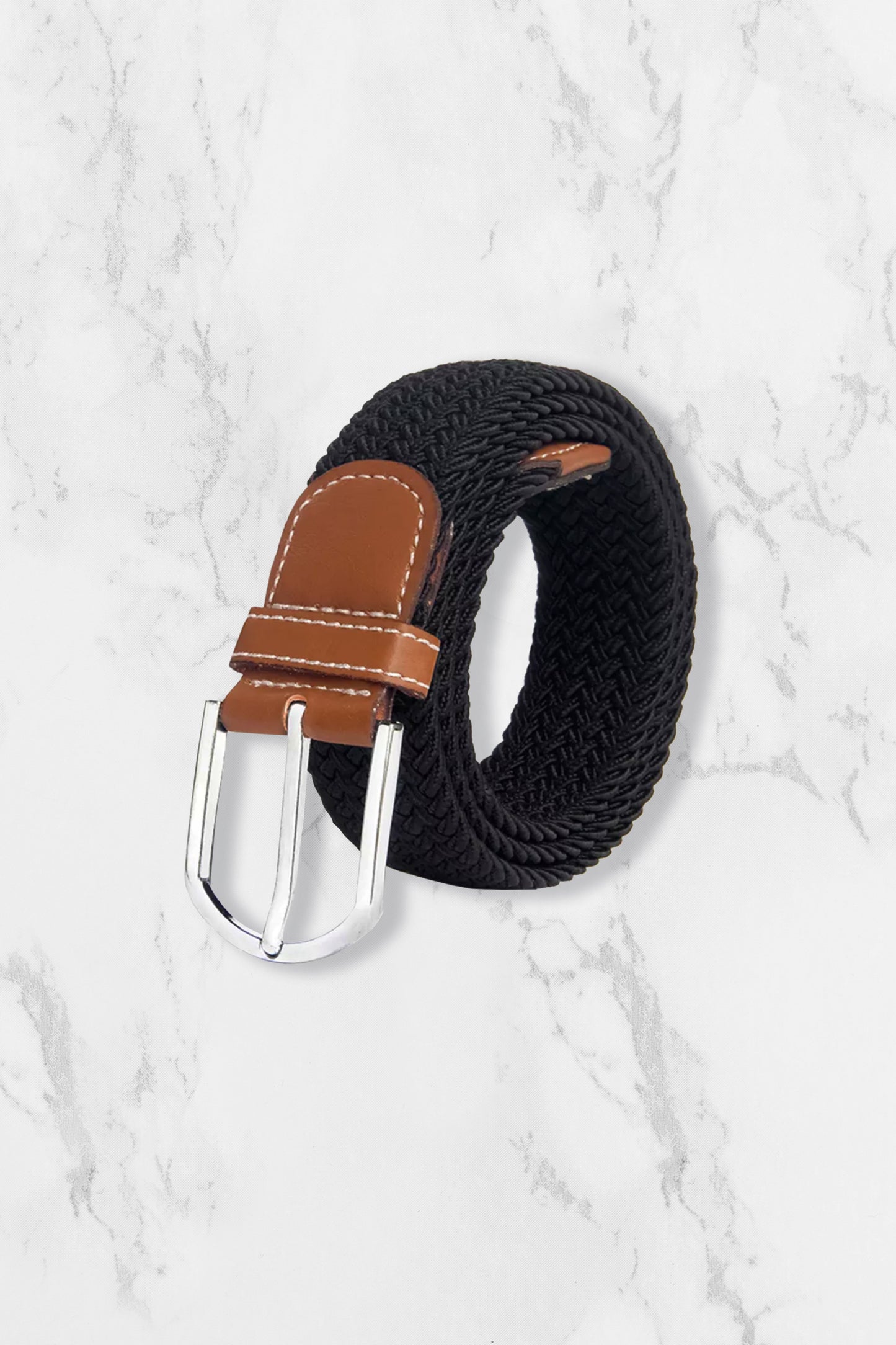 Woven Elasticated Belt - Black