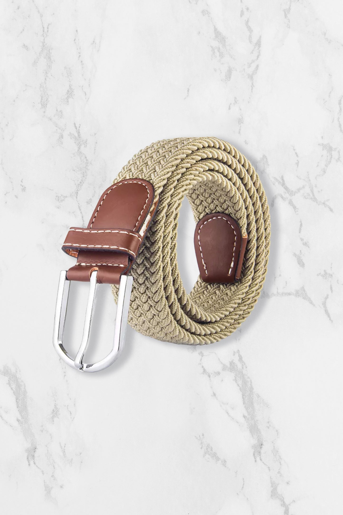 Woven Elasticated Belt - Cream