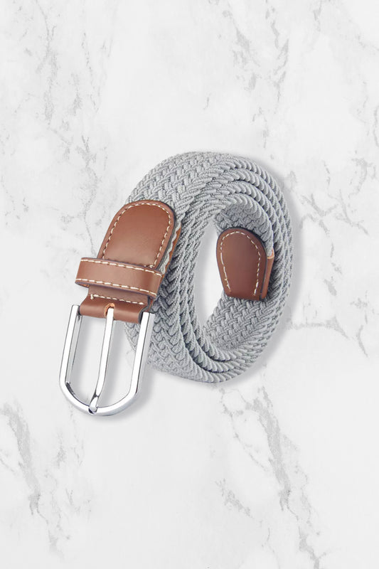 Woven Elasticated Belt - Light Grey