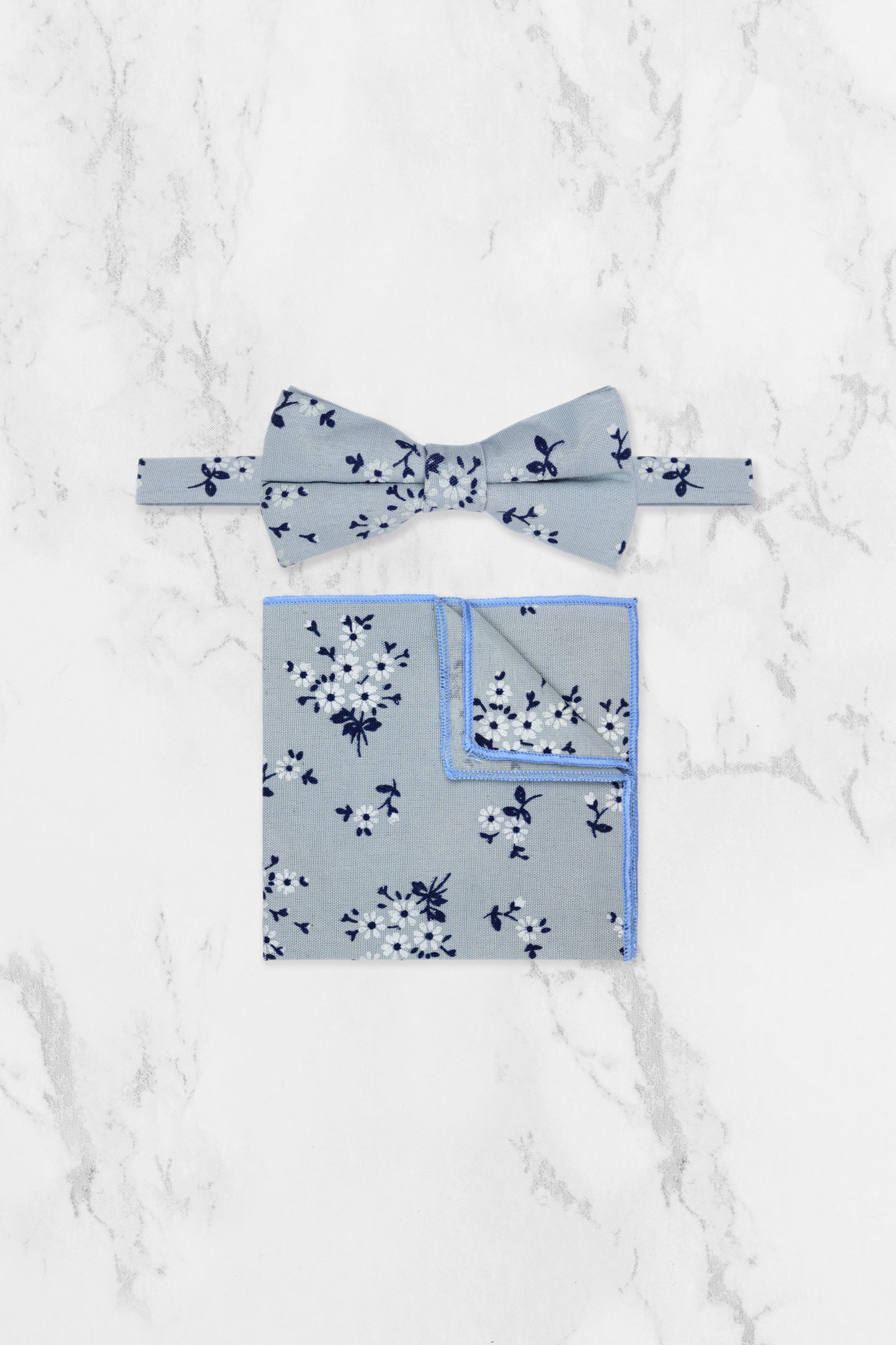 100% Cotton Floral Print Tie - Blue & Navy