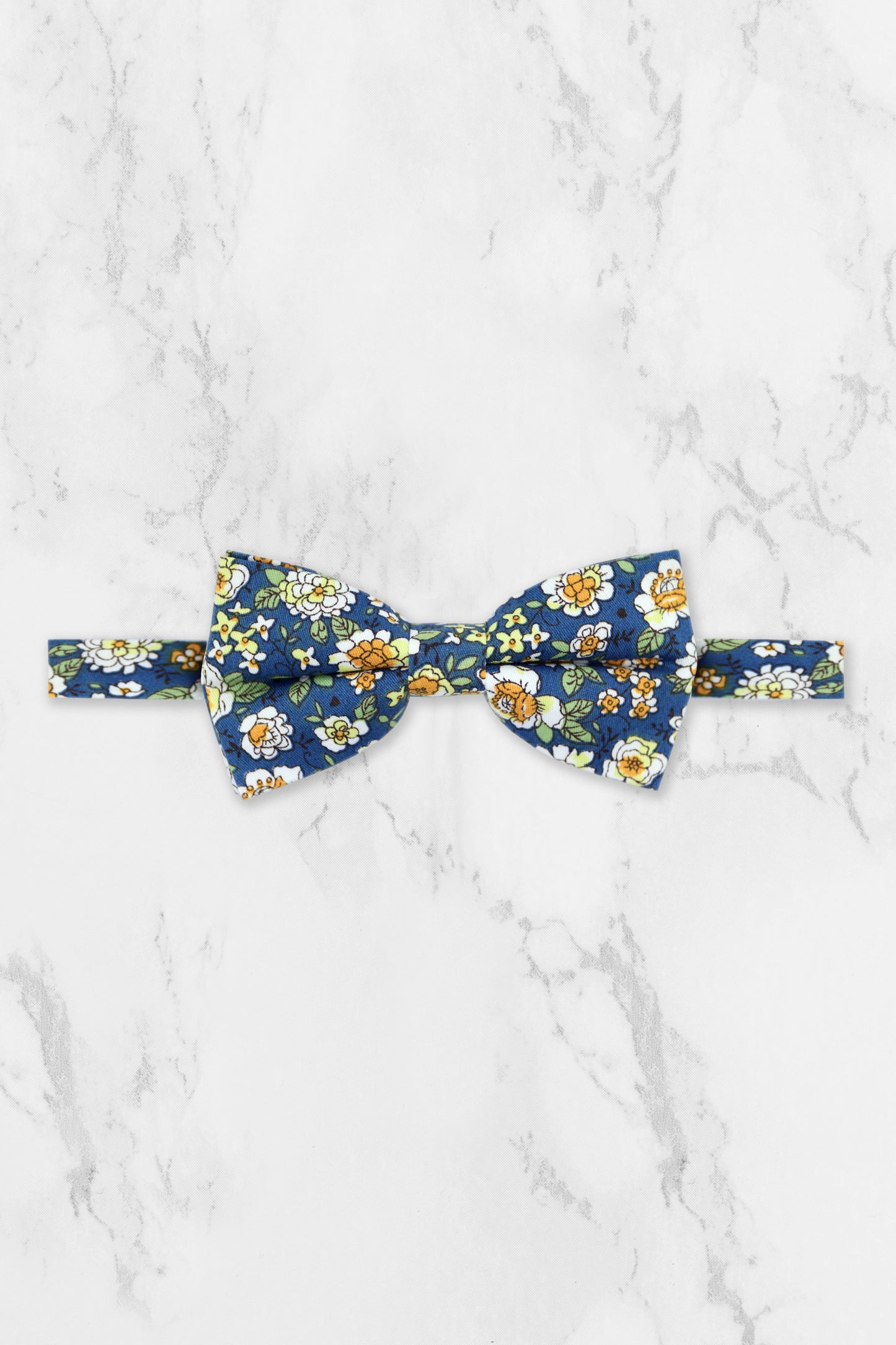 100% Cotton Floral Print Pocket Square - Blue & Yellow