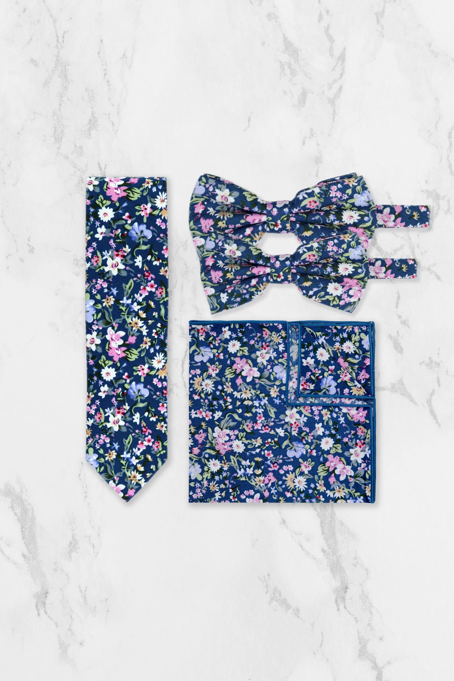 100% Cotton Floral Print Tie - Blue & Pink