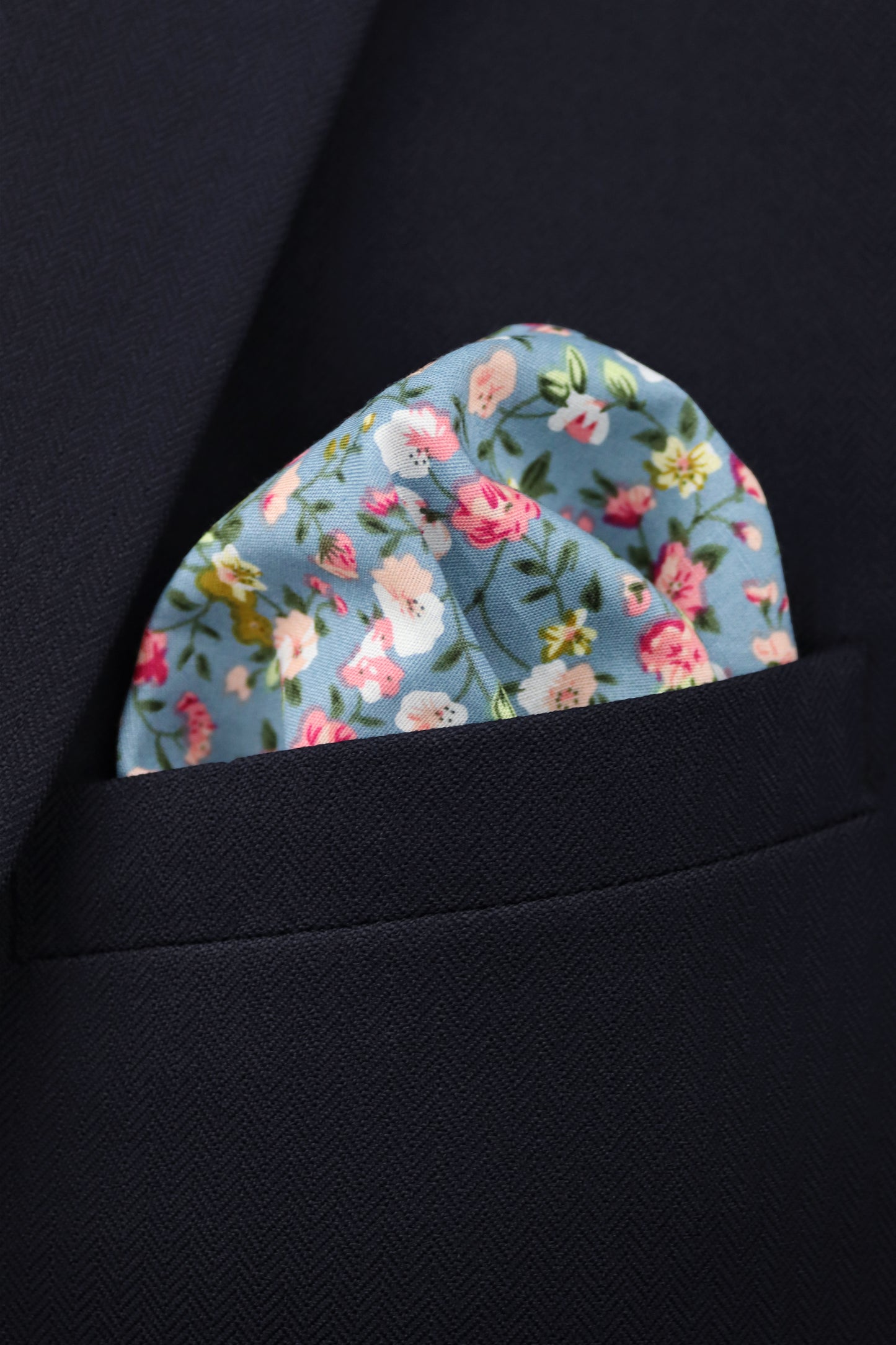 100% Cotton Floral Print Tie - Blue & Pink