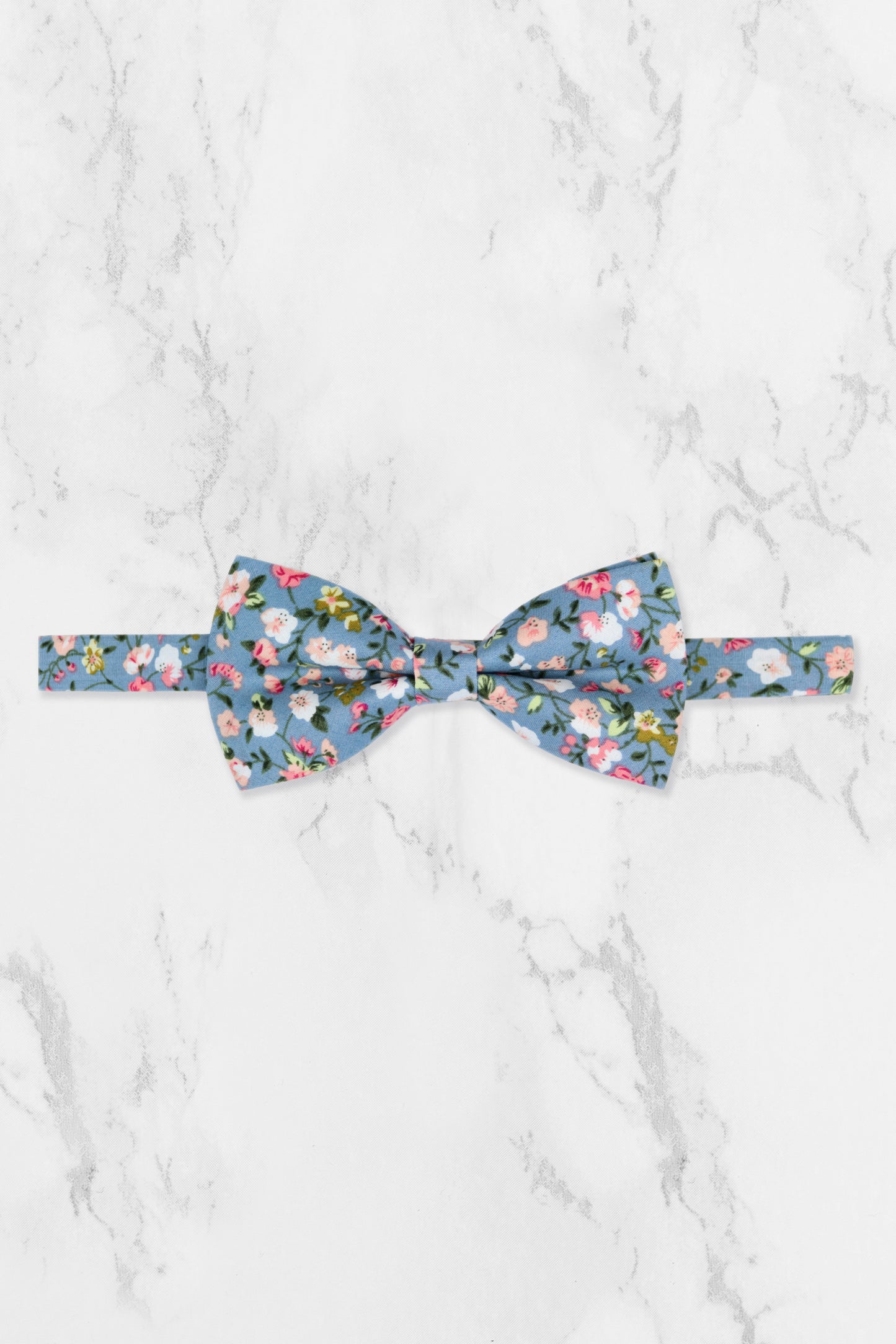 100% Cotton Floral Print Tie - Blue & Pink