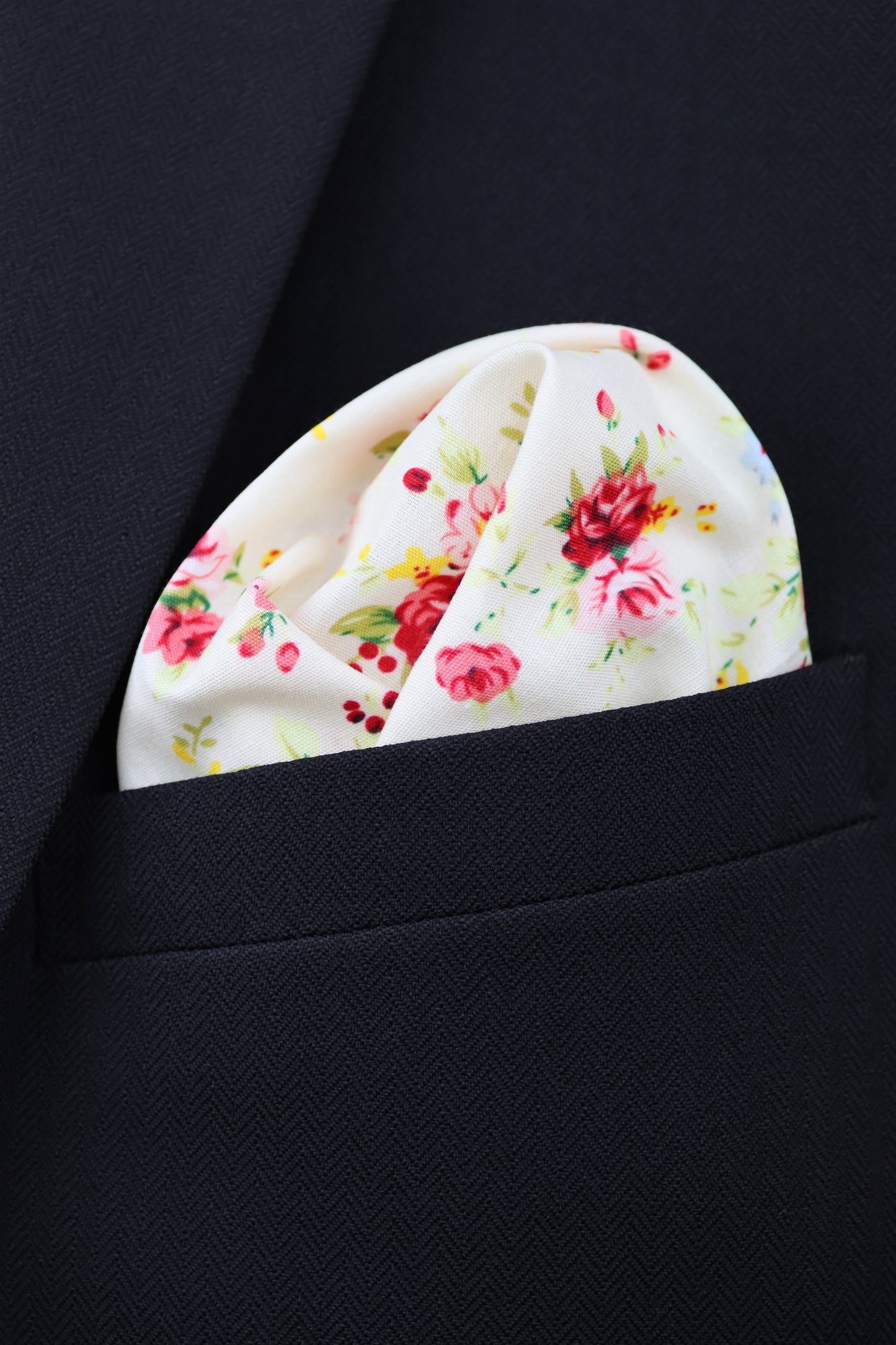 100% Cotton Floral Print Tie - Cream & Pink