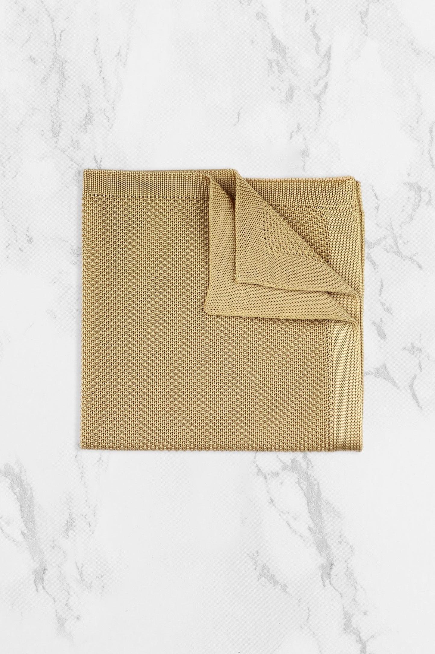 100% Polyester Knitted Pocket Square - Beige