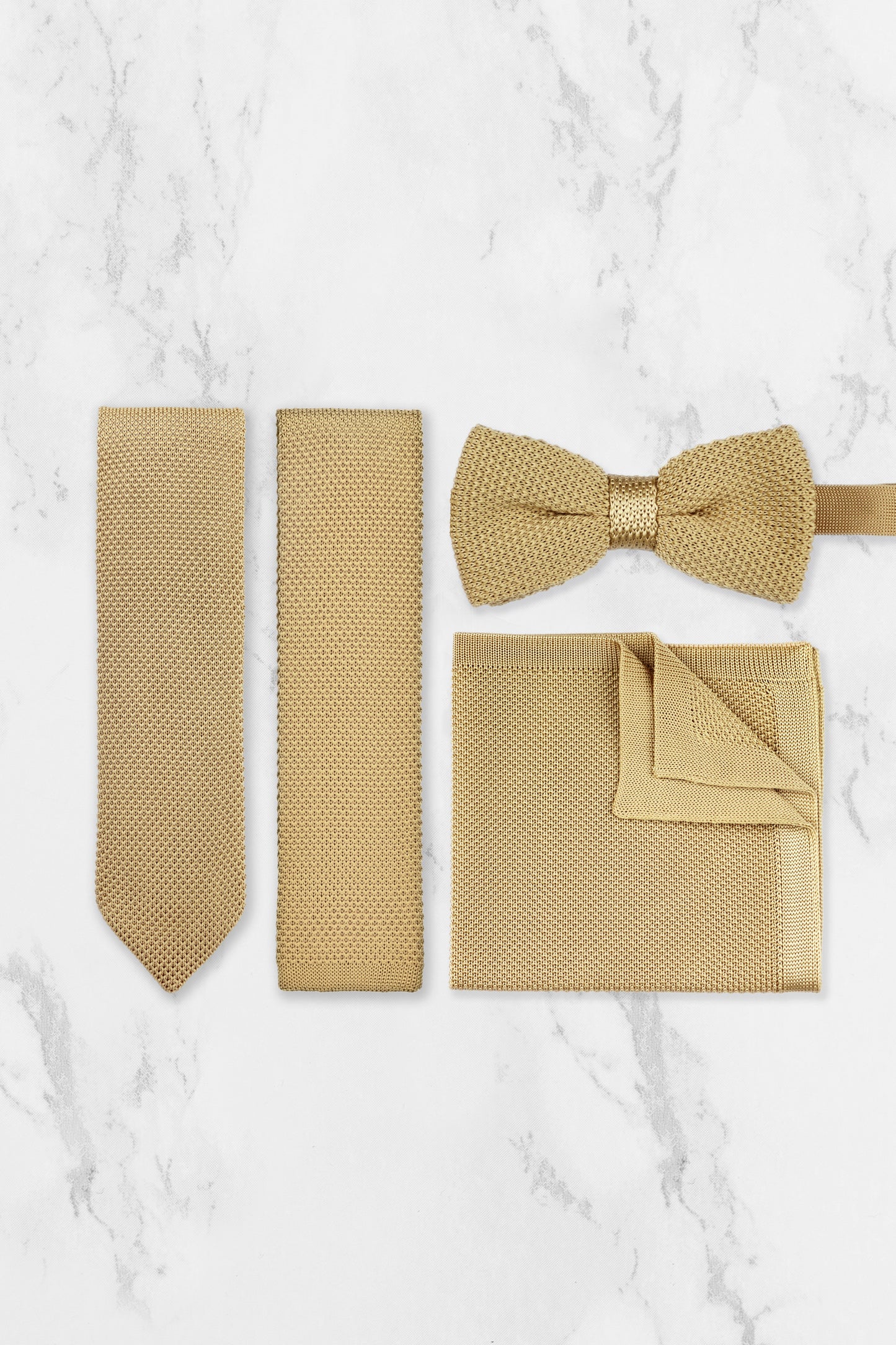 100% Polyester Knitted Pocket Square - Beige