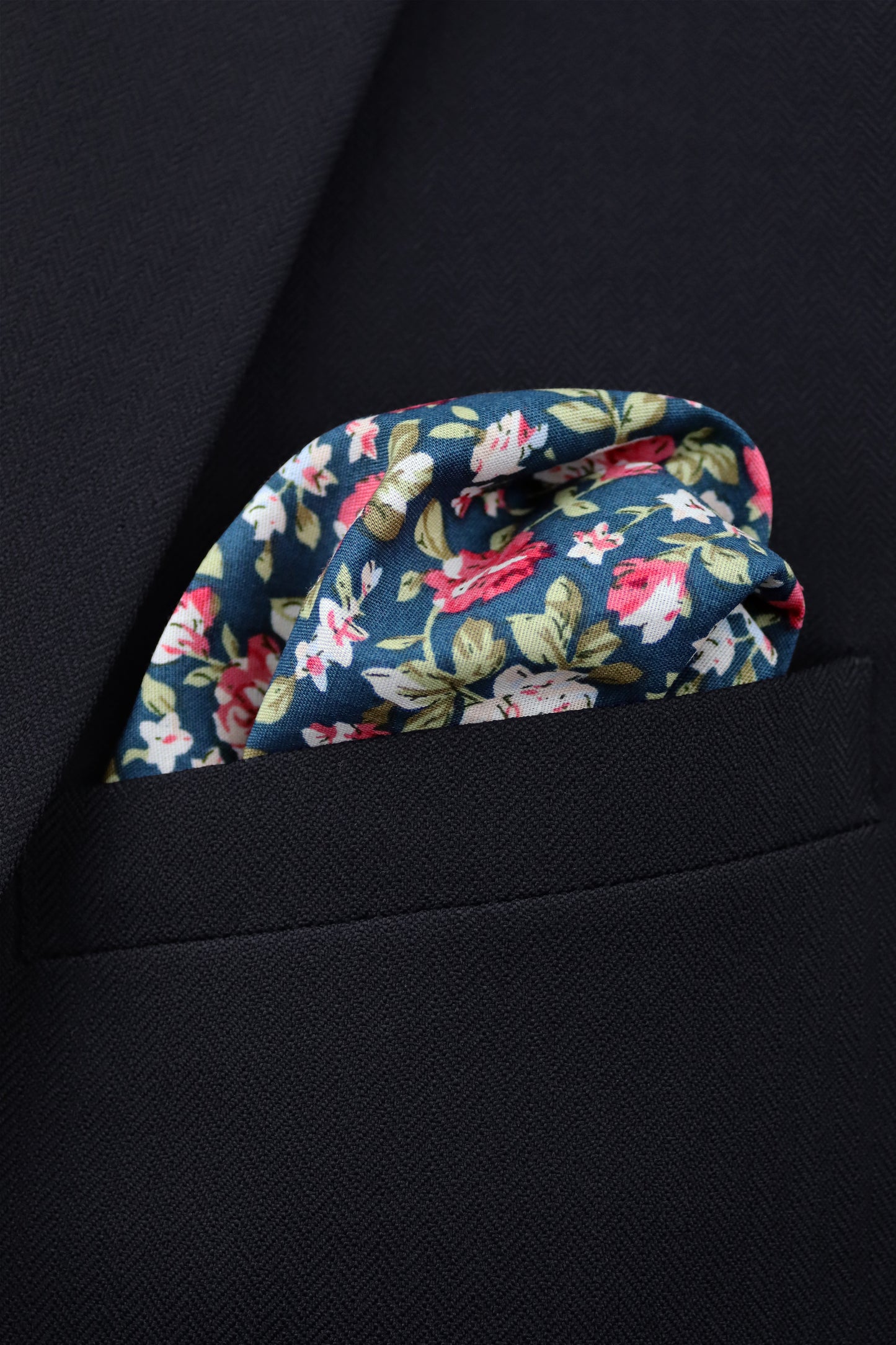 100% Cotton Floral Print Bow Tie - Green & Pink