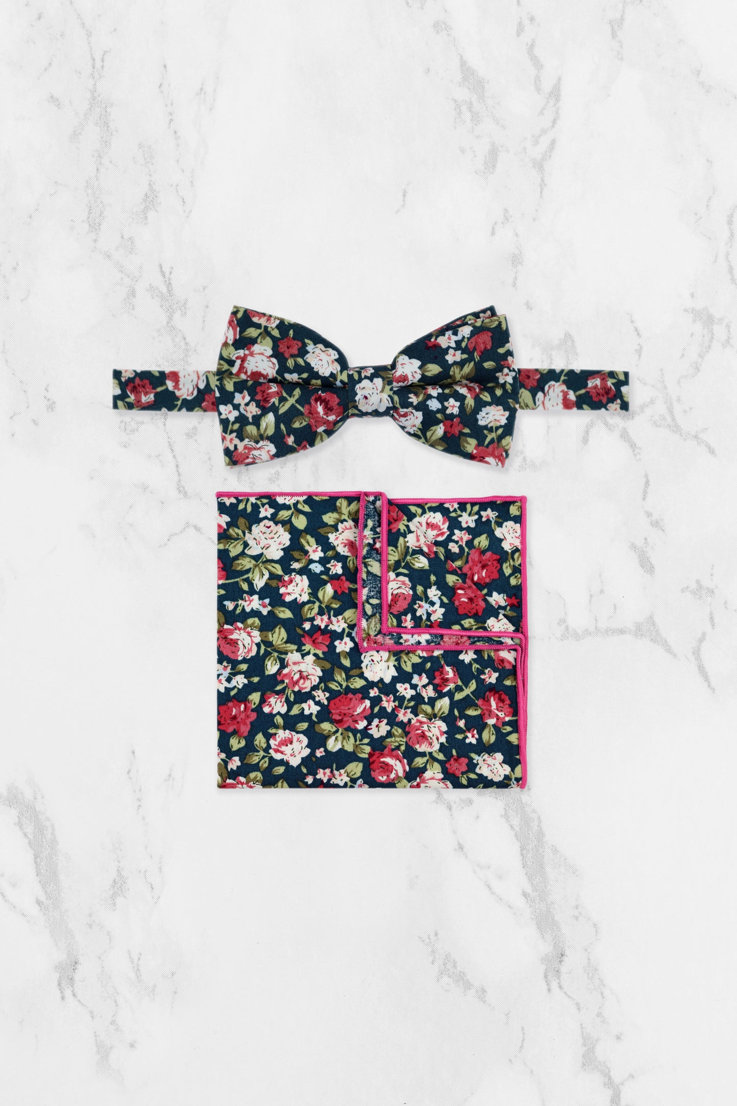 100% Cotton Floral Print Tie - Green & Pink