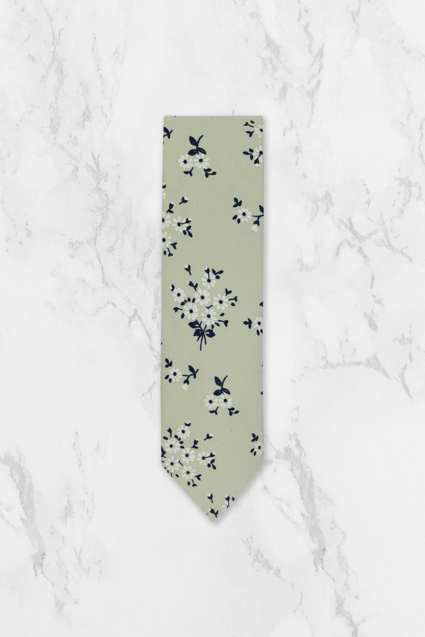 100% Cotton Floral Print Child Bow Tie - Sage Green & Navy