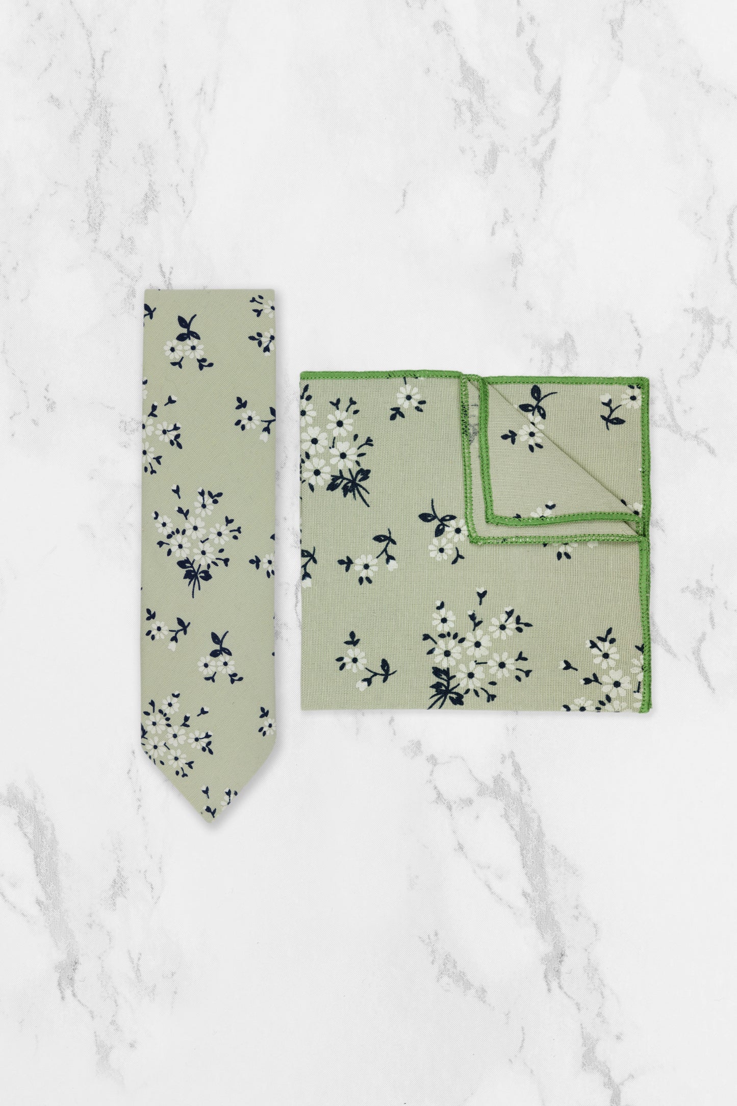 100% Cotton Floral Print Child Bow Tie - Sage Green & Navy