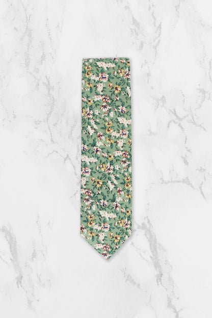 100% Cotton Floral Print Pocket Square - Sage Green