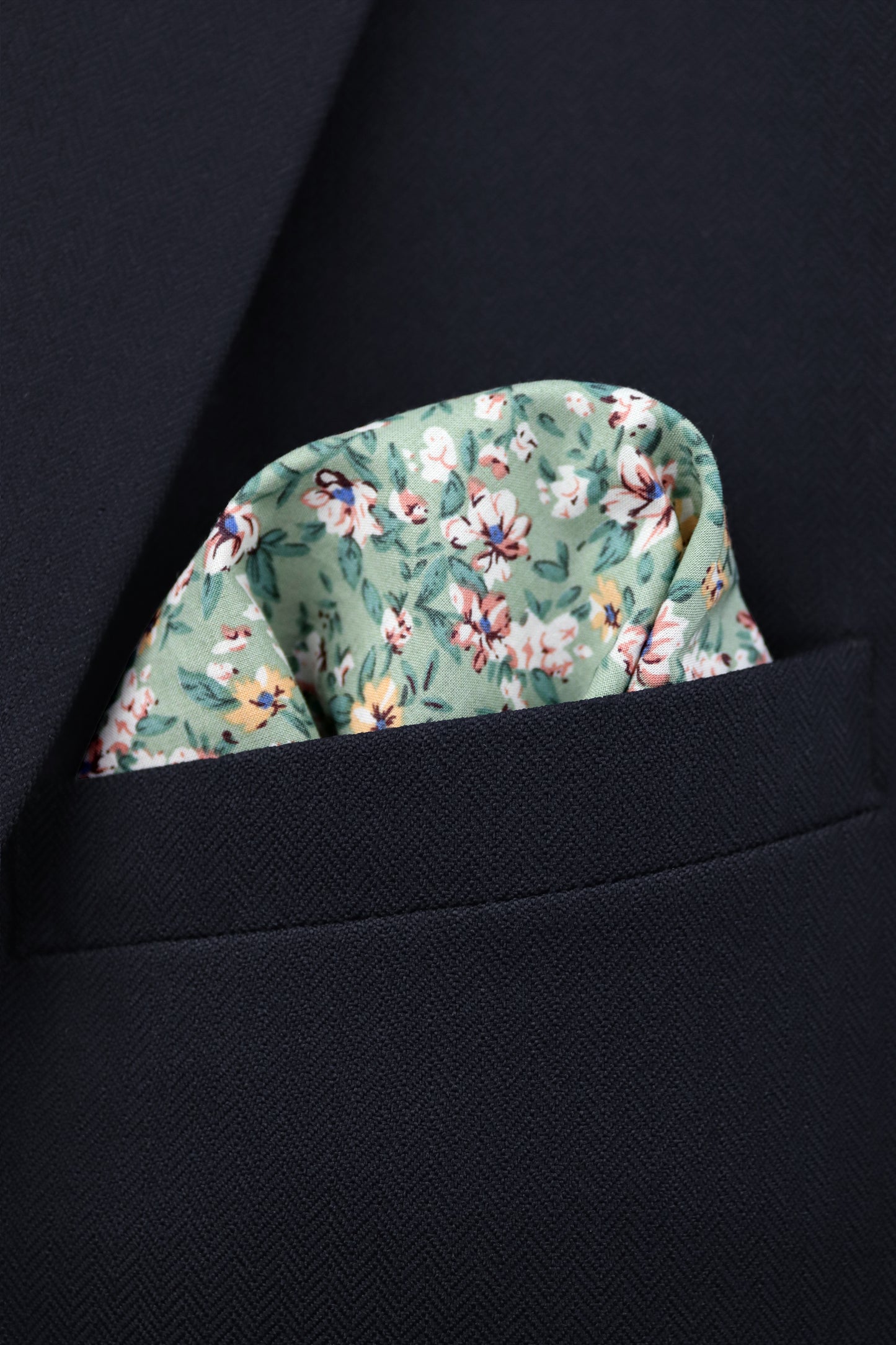 100% Cotton Floral Print Bow Tie - Sage Green