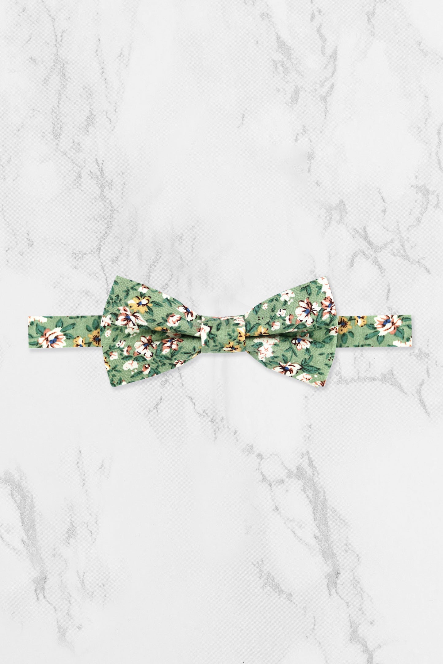 100% Cotton Floral Print Child Bow Tie - Sage Green