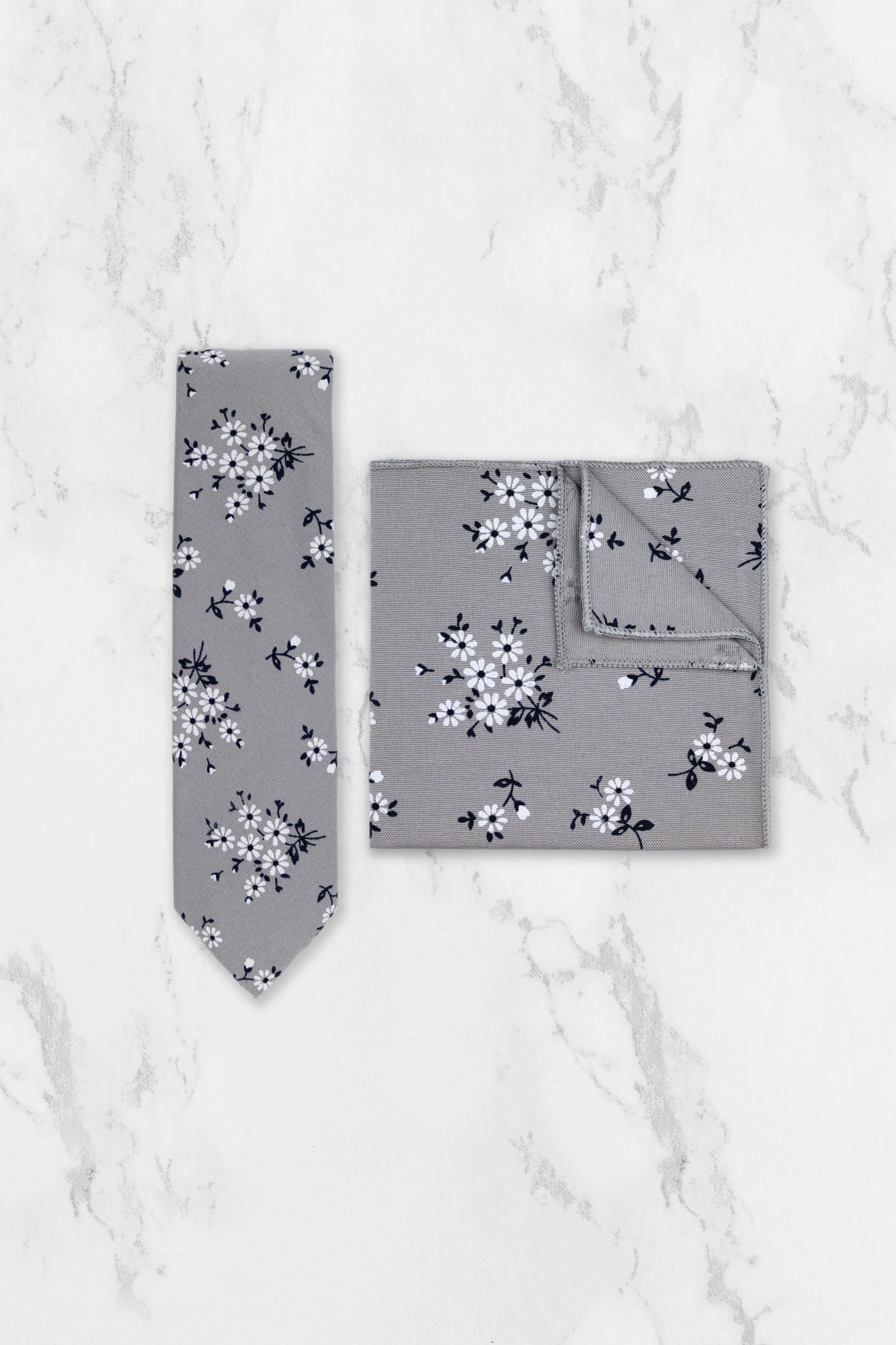 100% Cotton Floral Print Child Bow Tie - Grey & Navy