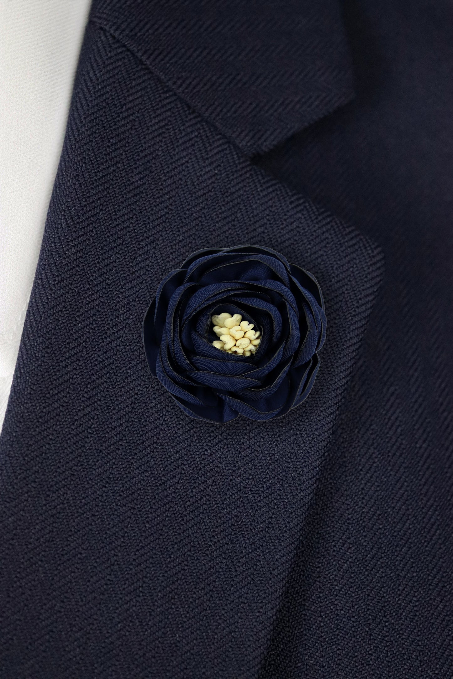 Flower Lapel Pin - Navy Blue