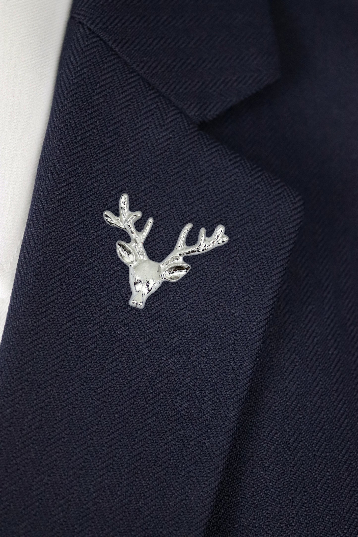 Stag Head Lapel Pin - Silver