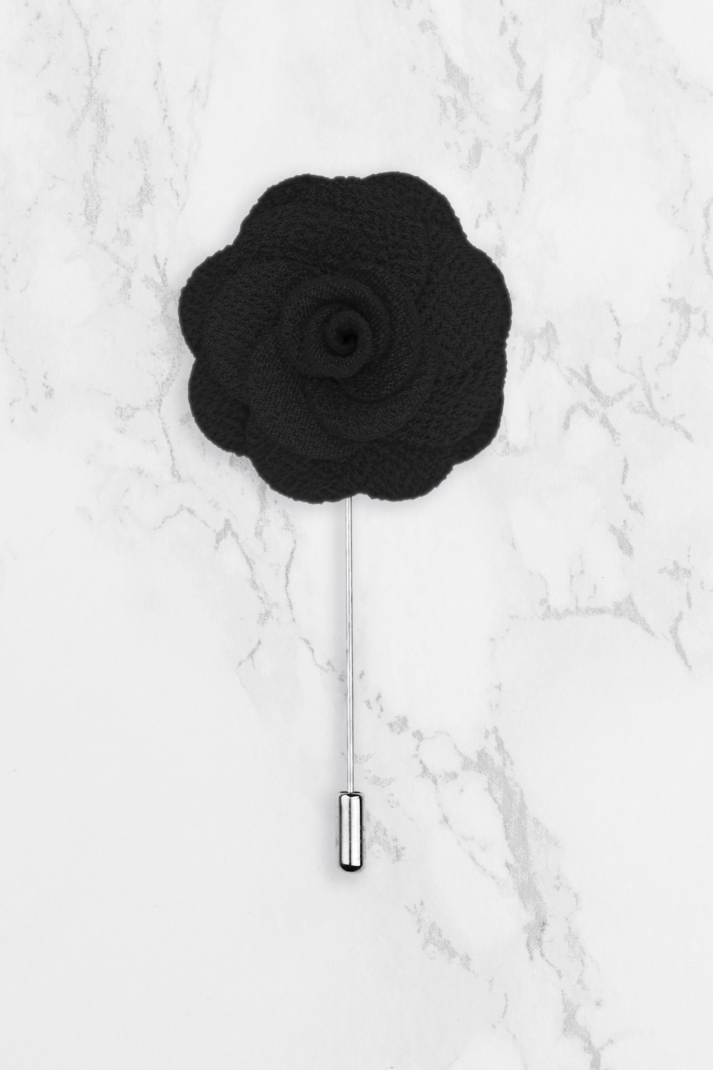 Rose Flower Lapel Pin - Black