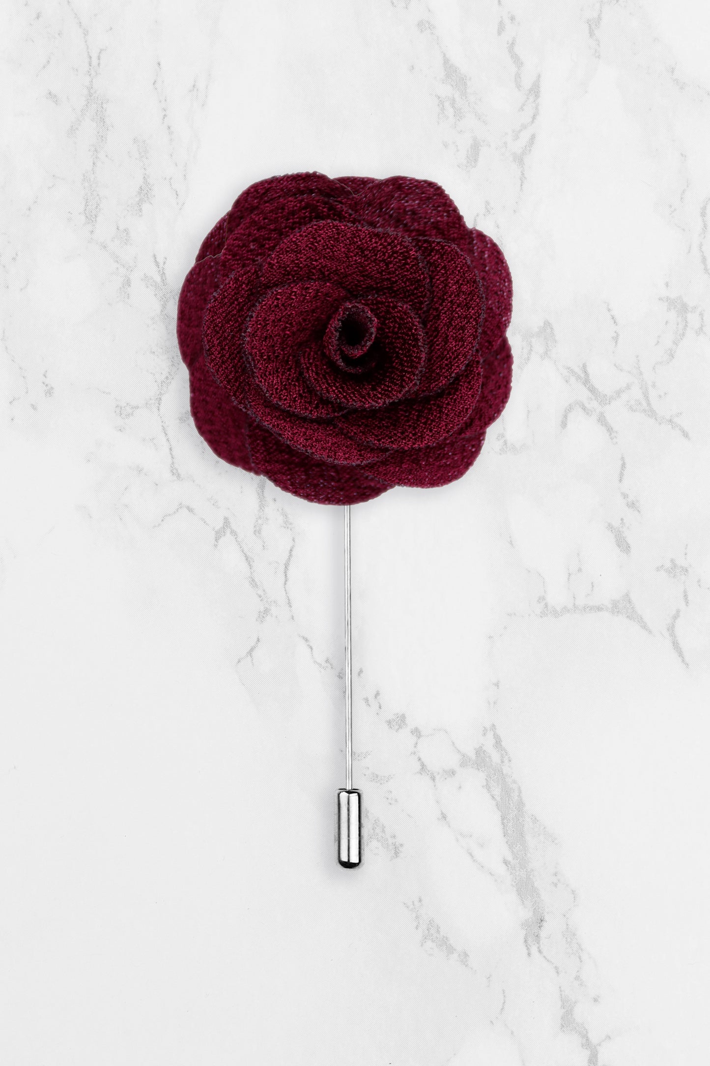 Rose Flower Lapel Pin - Burgundy Red