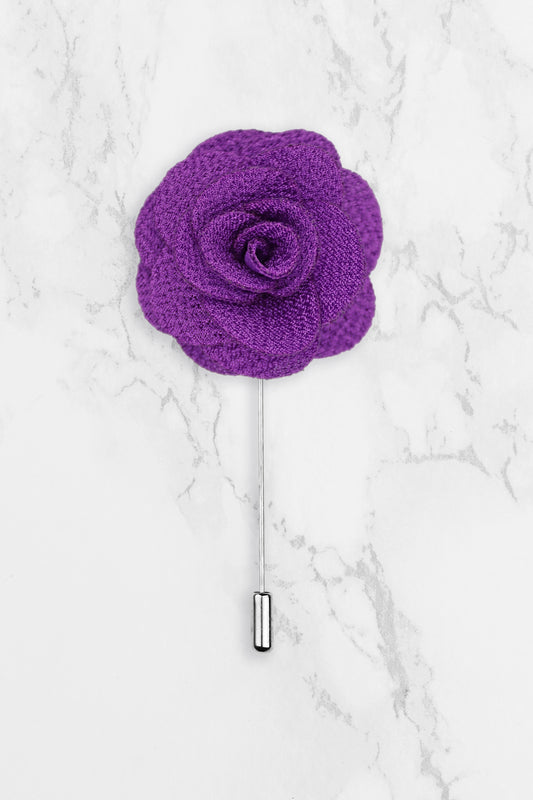 Rose Flower Lapel Pin - Purple