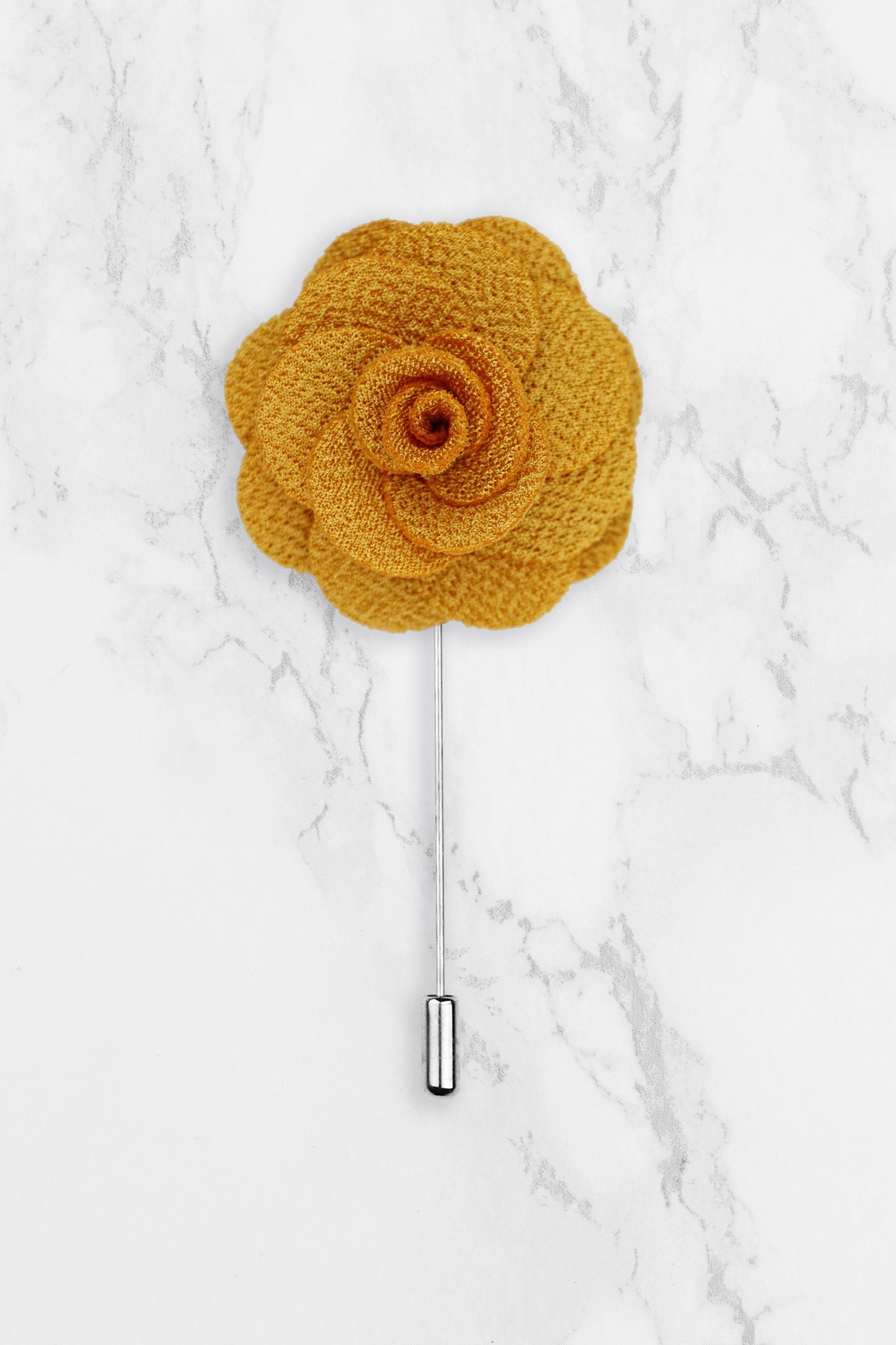 Rose Flower Lapel Pin - Mustard Yellow