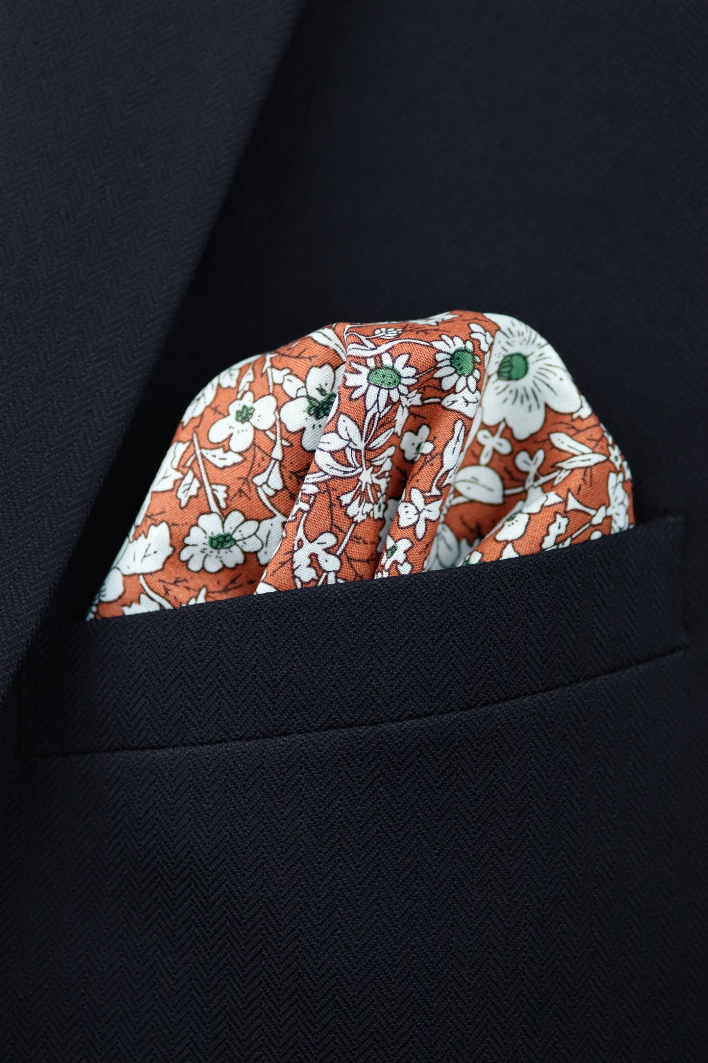 100% Cotton Floral Print Bow Tie - Orange & White