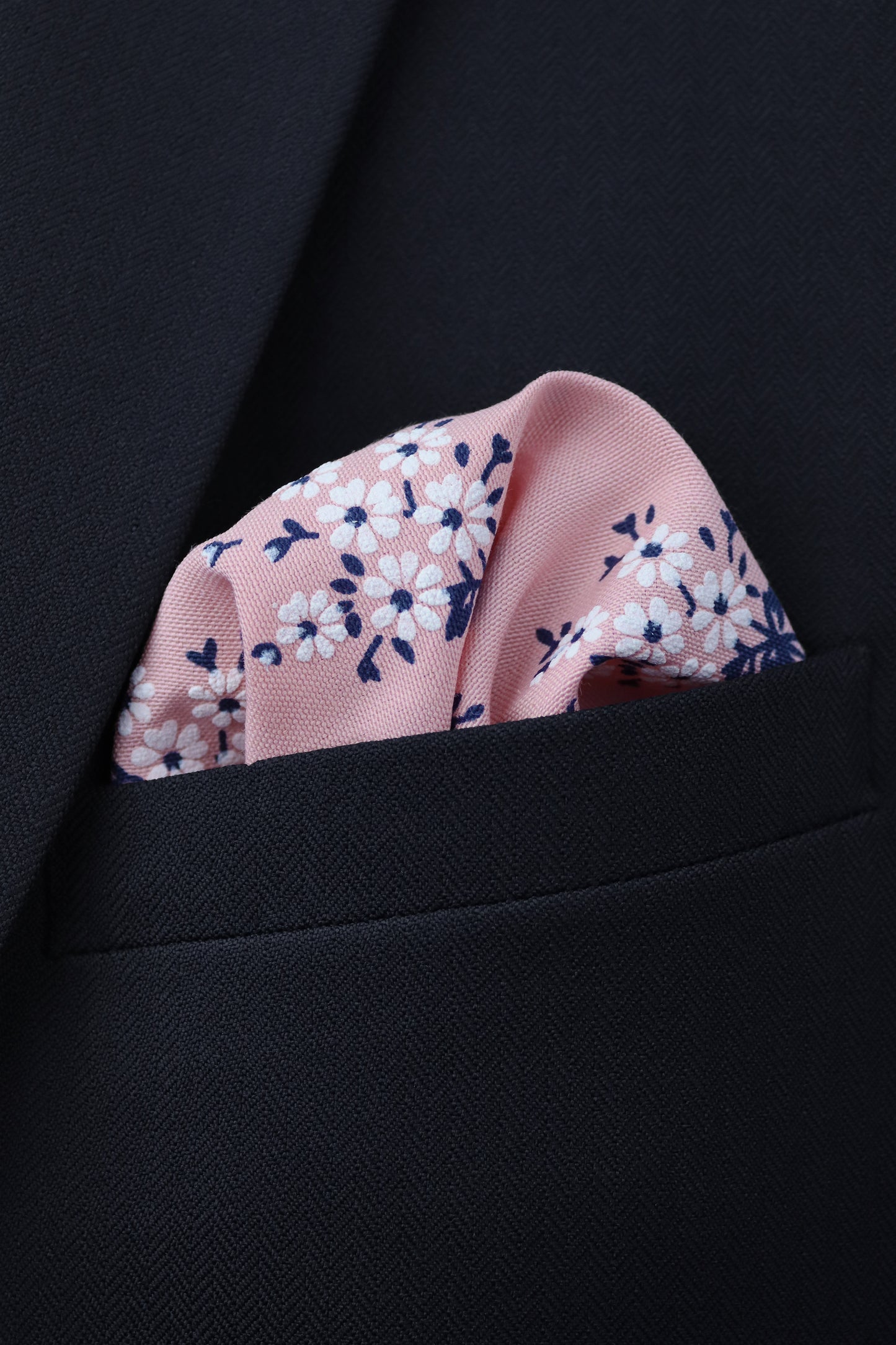 100% Cotton Floral Print Tie - Pink & Navy